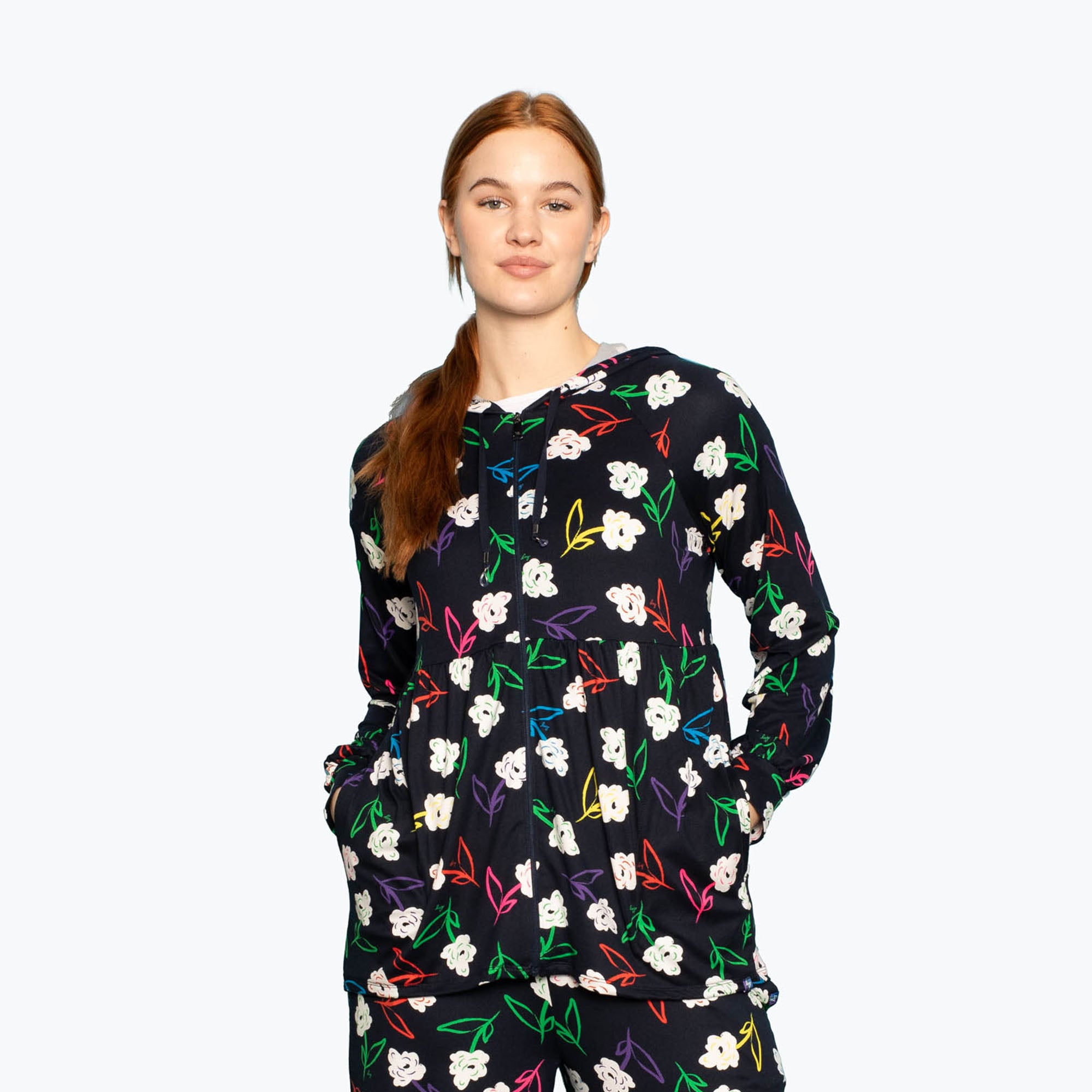 Shimmy Brushed Jersey Zip Up - BRIGHT FLORAL - Shimmy_BrightFloral_S_01