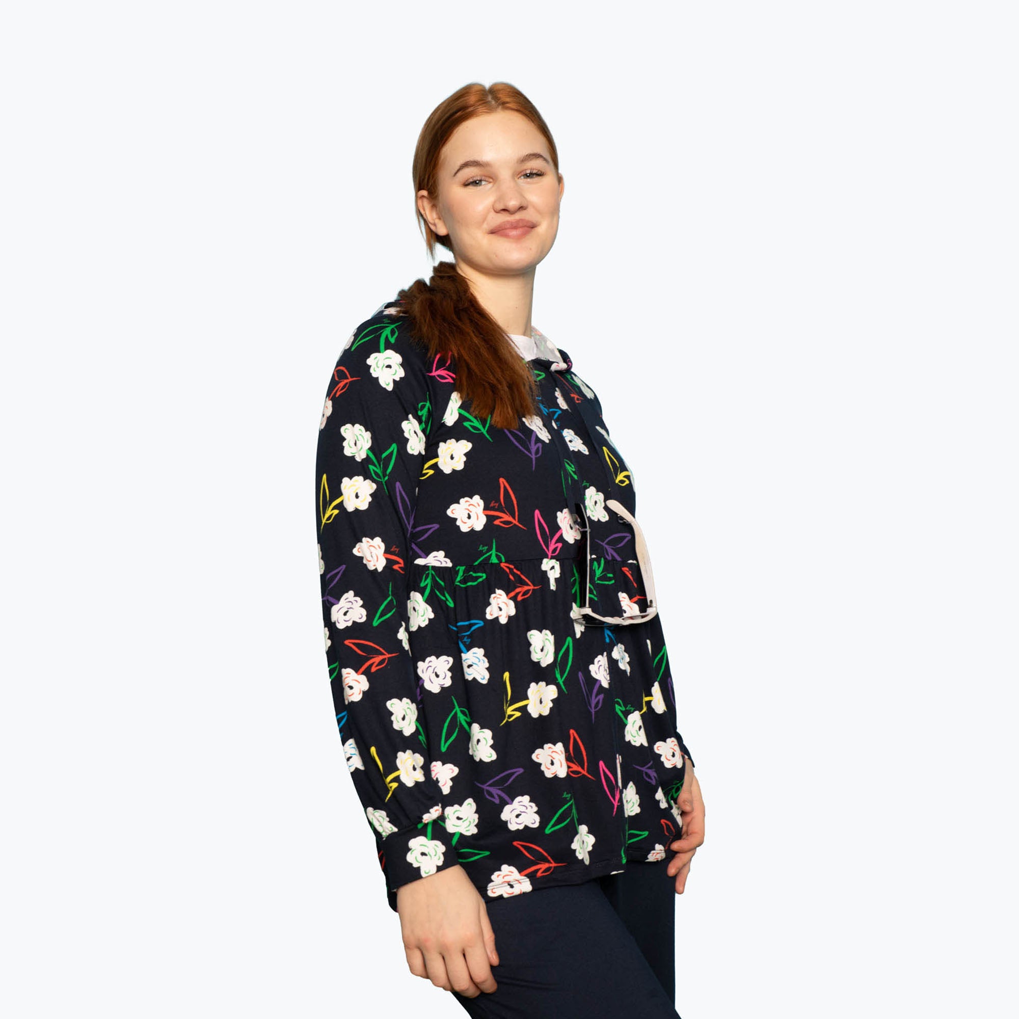 Shimmy Brushed Jersey Zip Up - BRIGHT FLORAL - Shimmy_BrightFloral_S_03