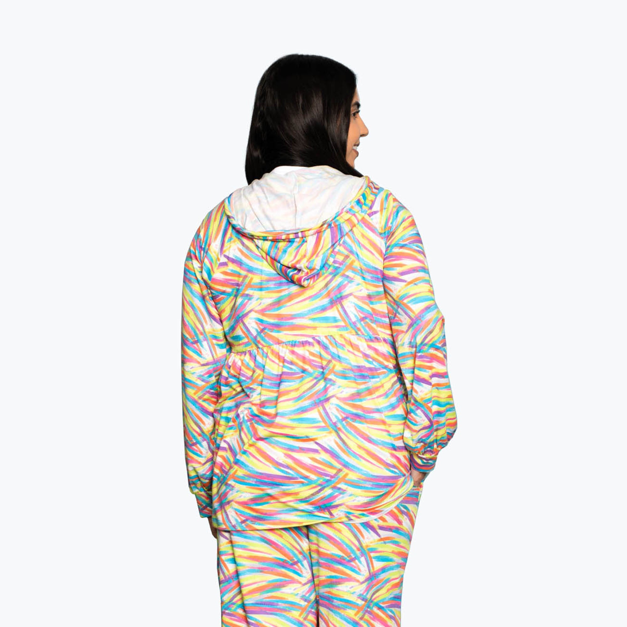 Shimmy Brushed Jersey Zip Up - BRUSHSTROKES BRIGHT - Shimmy_BrushstrokesBright_L_02