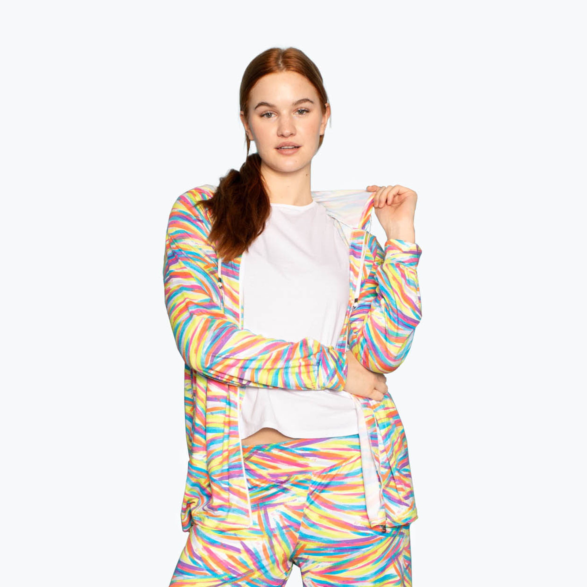 Shimmy Brushed Jersey Zip Up - BRUSHSTROKES BRIGHT - Shimmy_BrushstrokesBright_S_01