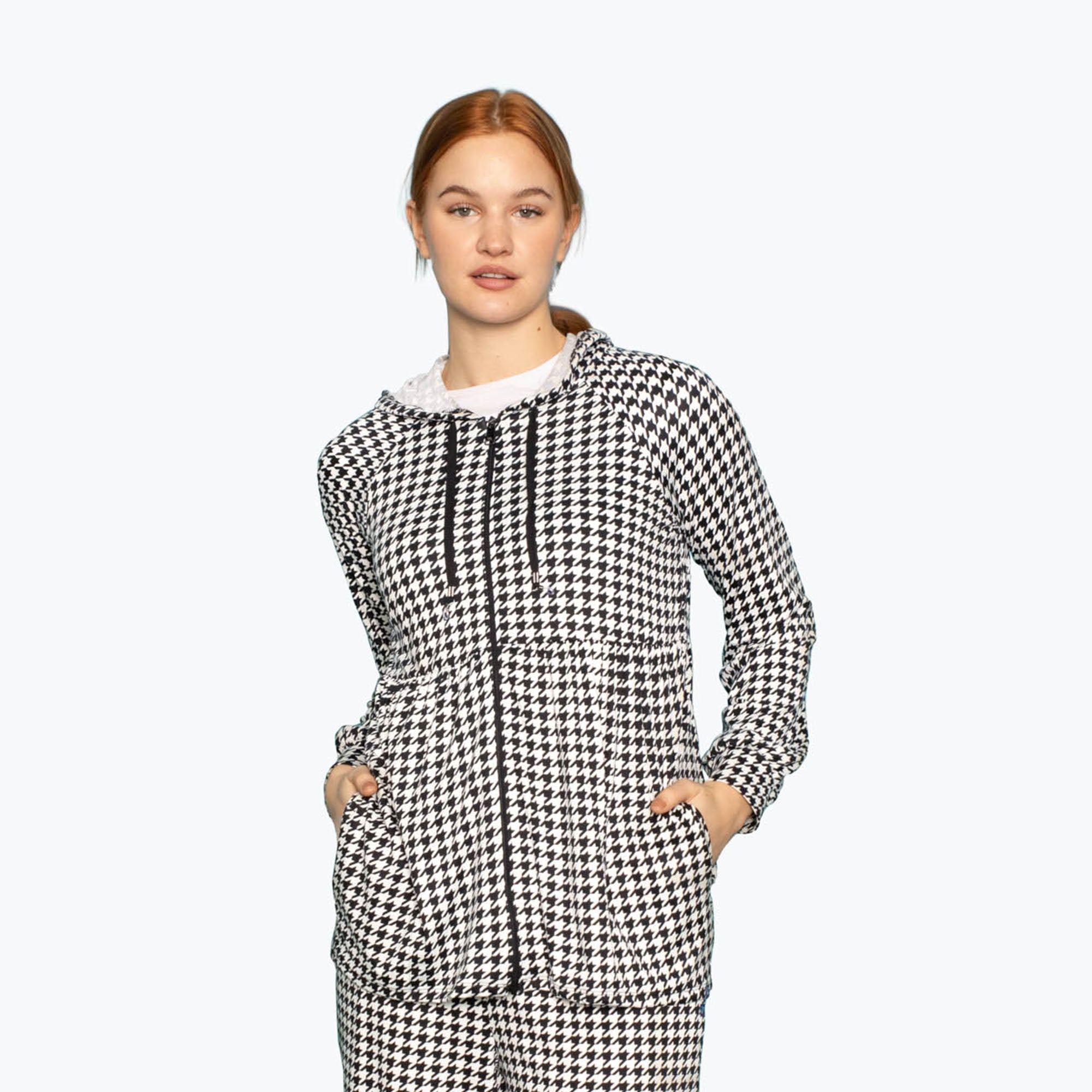 Shimmy Brushed Jersey Zip Up - MICRO HOUNDSTOOTH - Shimmy_Houndstooth_S_01