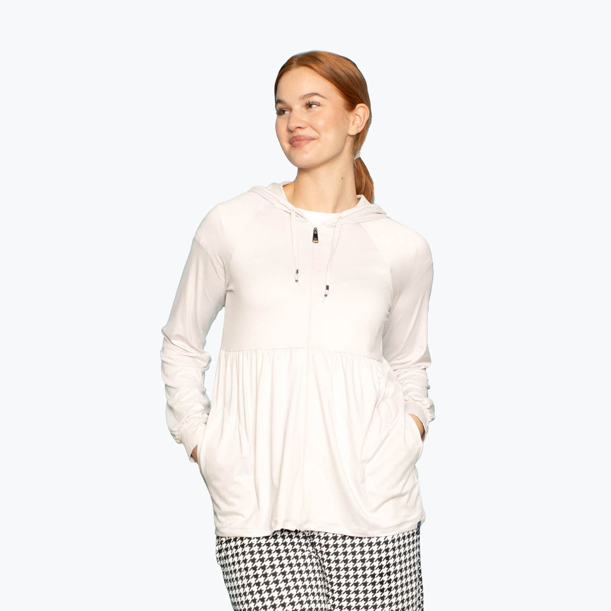 Shimmy Brushed Jersey Zip Up - PEBBLE - Shimmy_Pebble_S_01