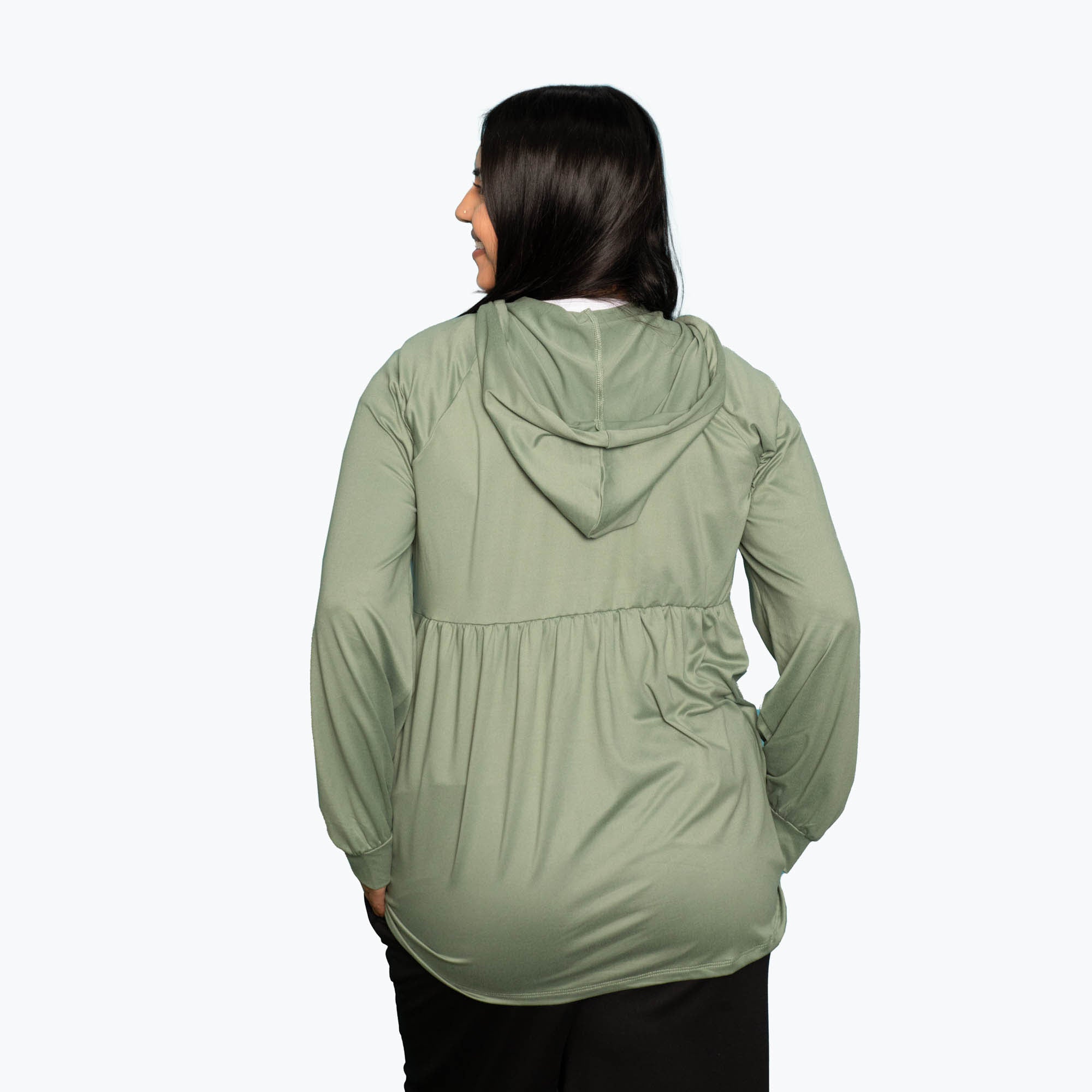 Shimmy Brushed Jersey Zip Up - SAGE - Shimmy_Sage_L_01