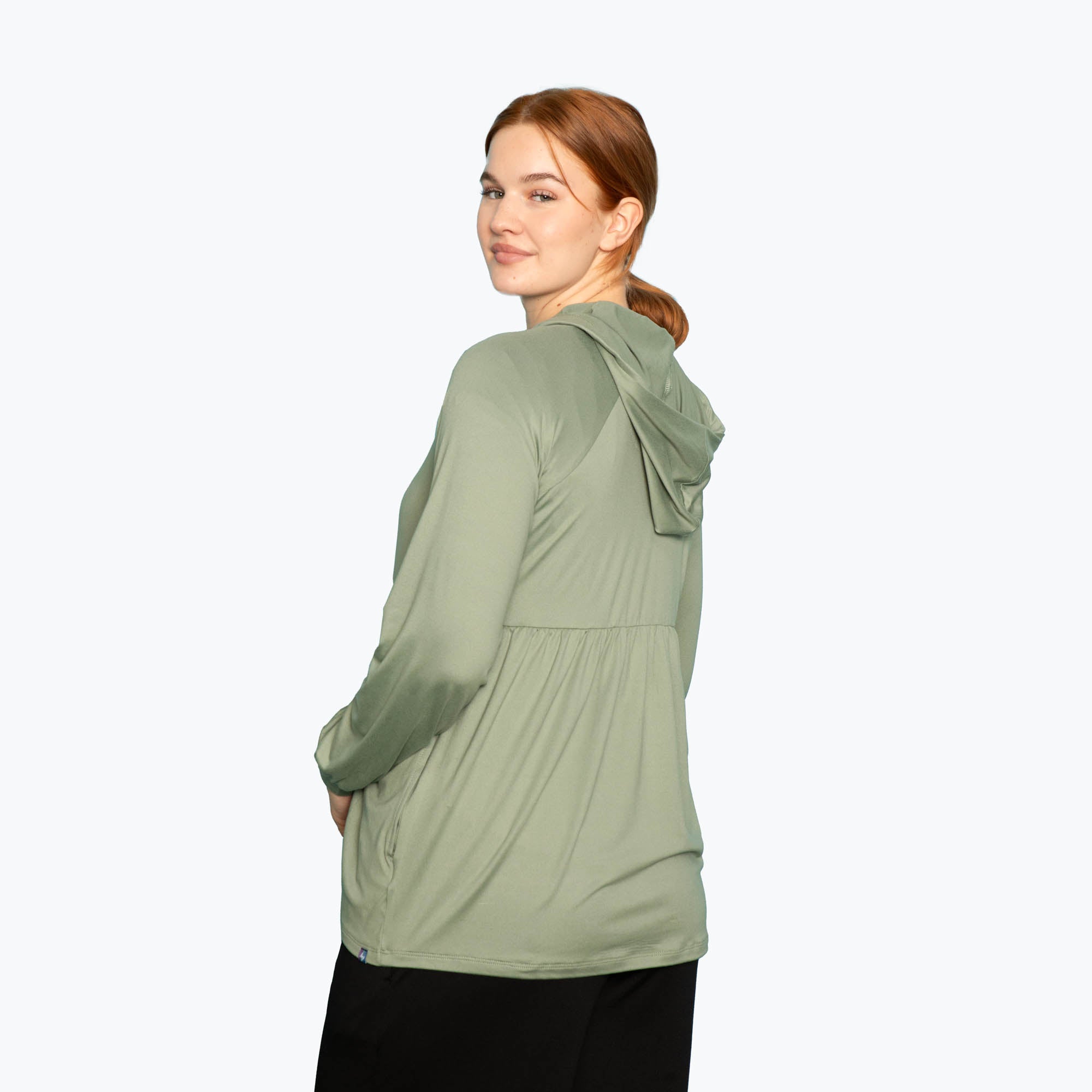 Shimmy Brushed Jersey Zip Up - SAGE - Shimmy_Sage_S_02