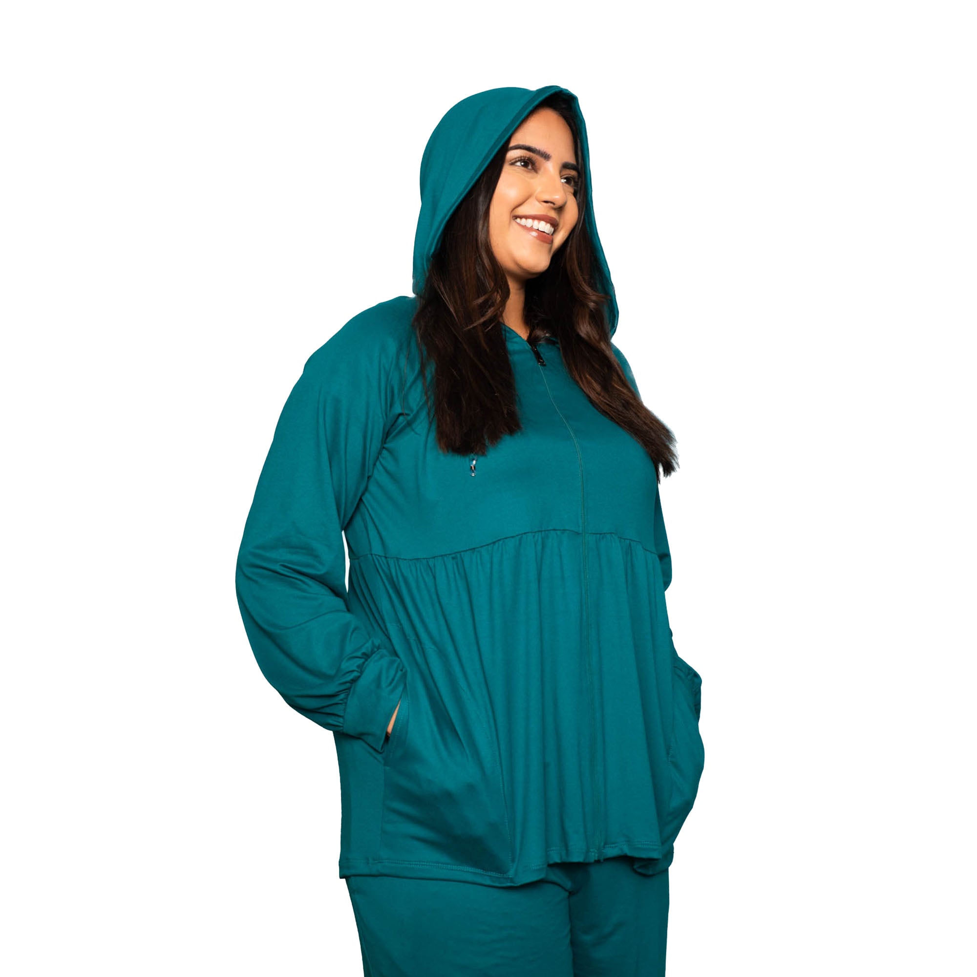 Shimmy Brushed Jersey Zip Up - TEAL - Shimmy_Teal_L_02