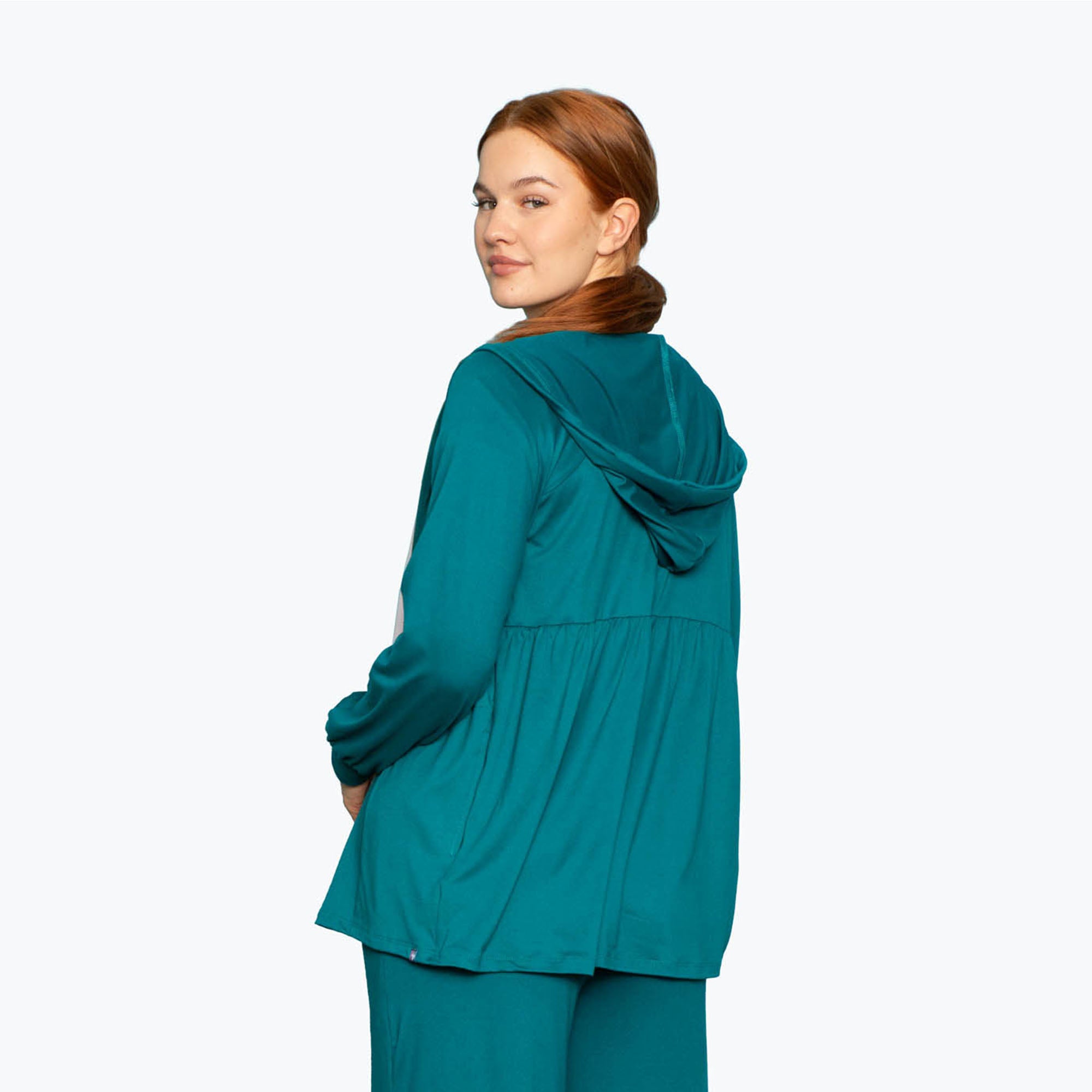 Shimmy Brushed Jersey Zip Up - TEAL - Shimmy_Teal_S_02