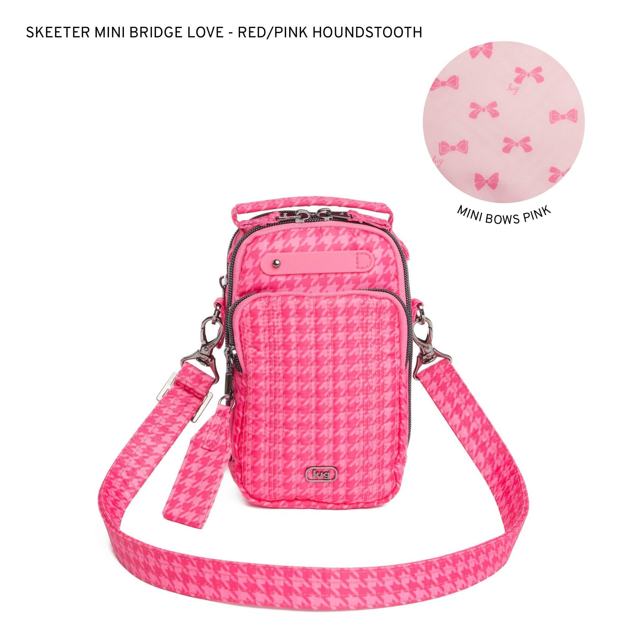 Skeeter Mini Bridge Love Convertible Crossbody - HOUNDSTOOTH RED PINK - SkeeterMiniBridgeLove_HoundstoothPink_LL_dqpr45