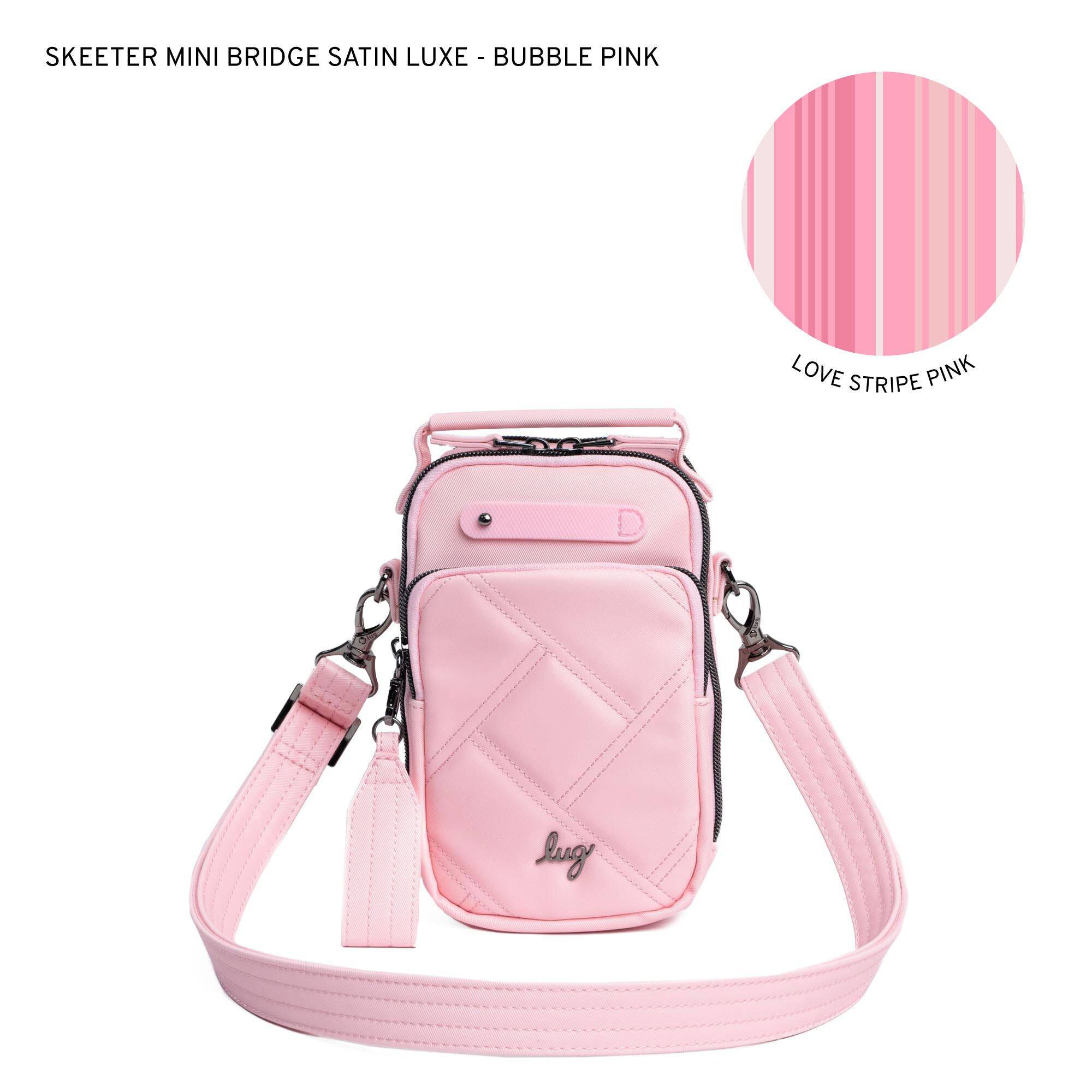 Skeeter Mini Bridge Satin Luxe VL Convertible Crossbody Bag - BUBBLE PINK - SkeeterMiniBridgeSL_BubblePink