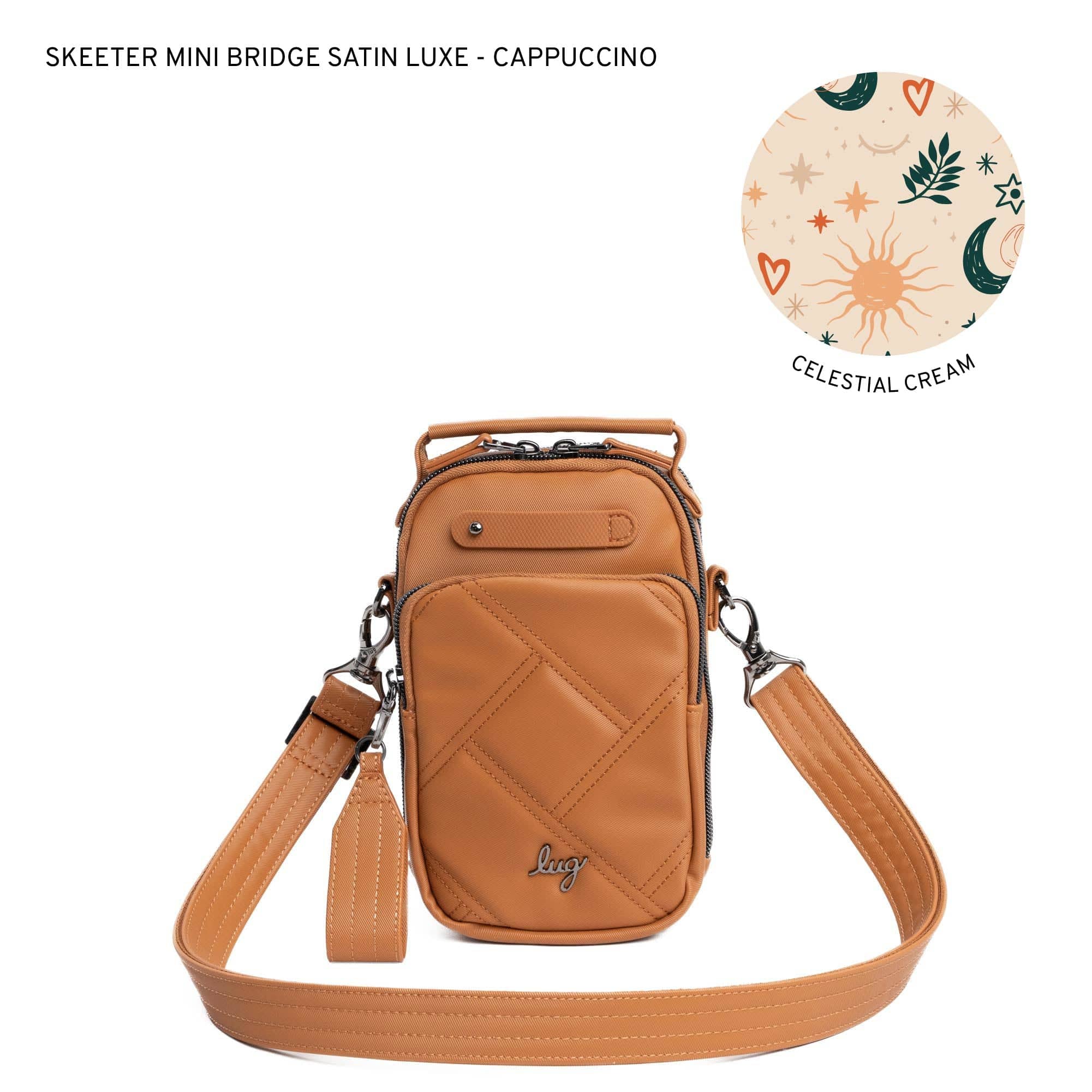 Skeeter Mini Bridge Satin Luxe VL Convertible Crossbody Bag - CAPPUCCINO - SkeeterMiniBridgeSL_Cappuccino