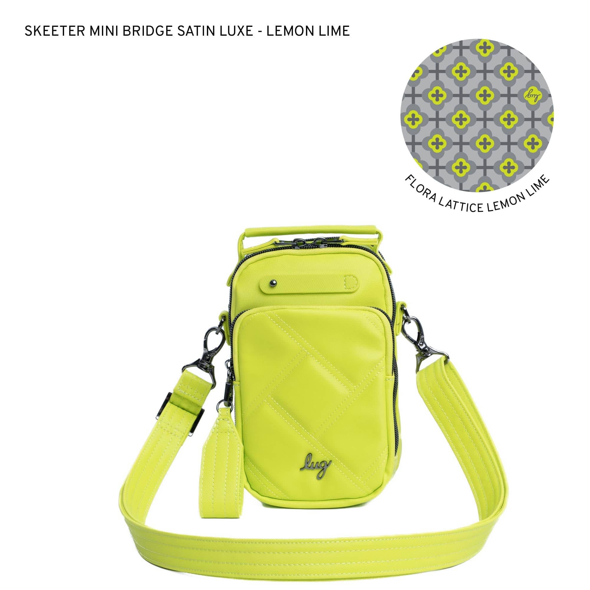 Skeeter Mini Bridge Satin Luxe VL Convertible Crossbody Bag - LEMON LIME - SkeeterMiniBridgeSL_LemonLime