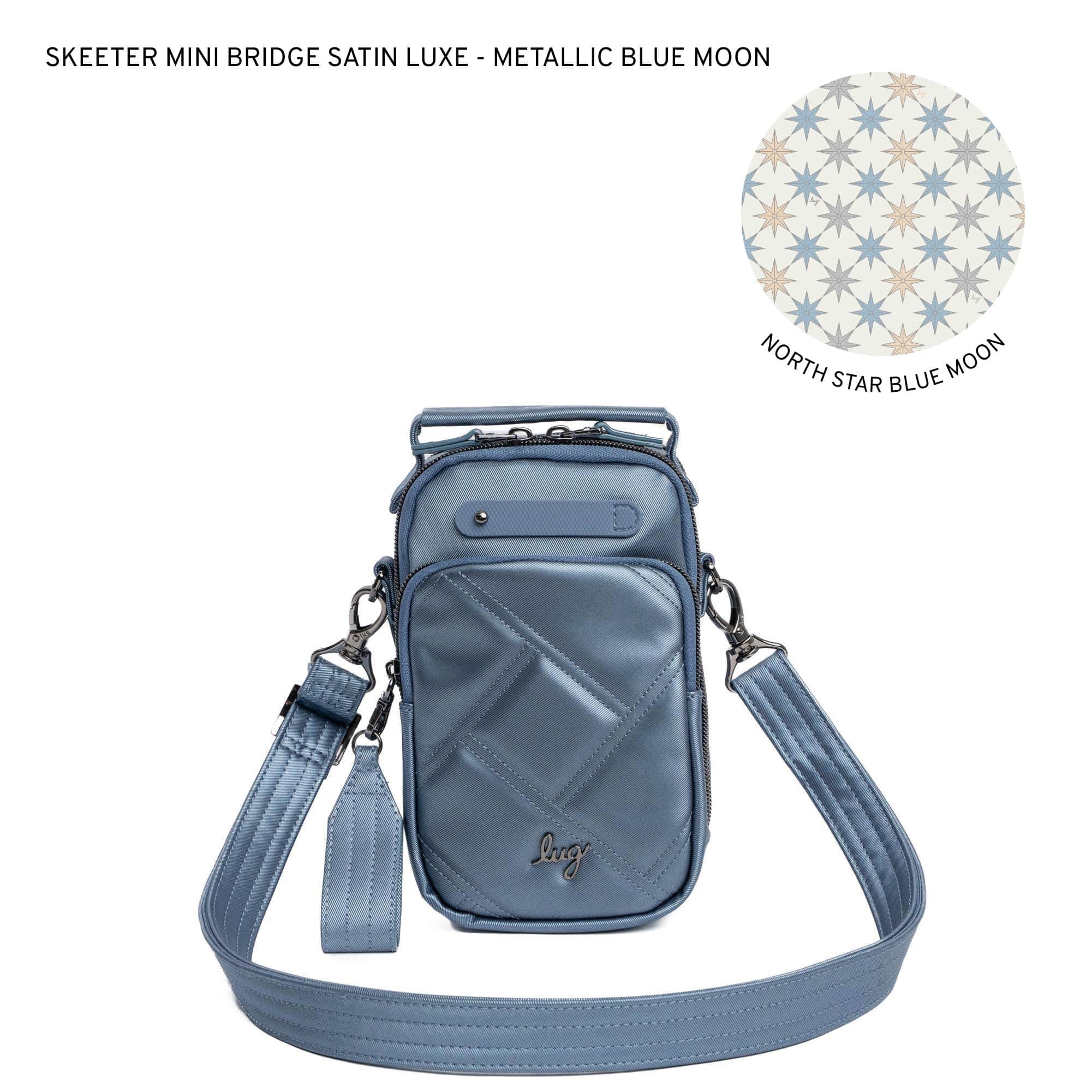 Skeeter Mini Bridge Satin Luxe VL Convertible Crossbody Bag - METALLIC BLUE MOON - SkeeterMiniBridgeSL_MetallicBlueMoon