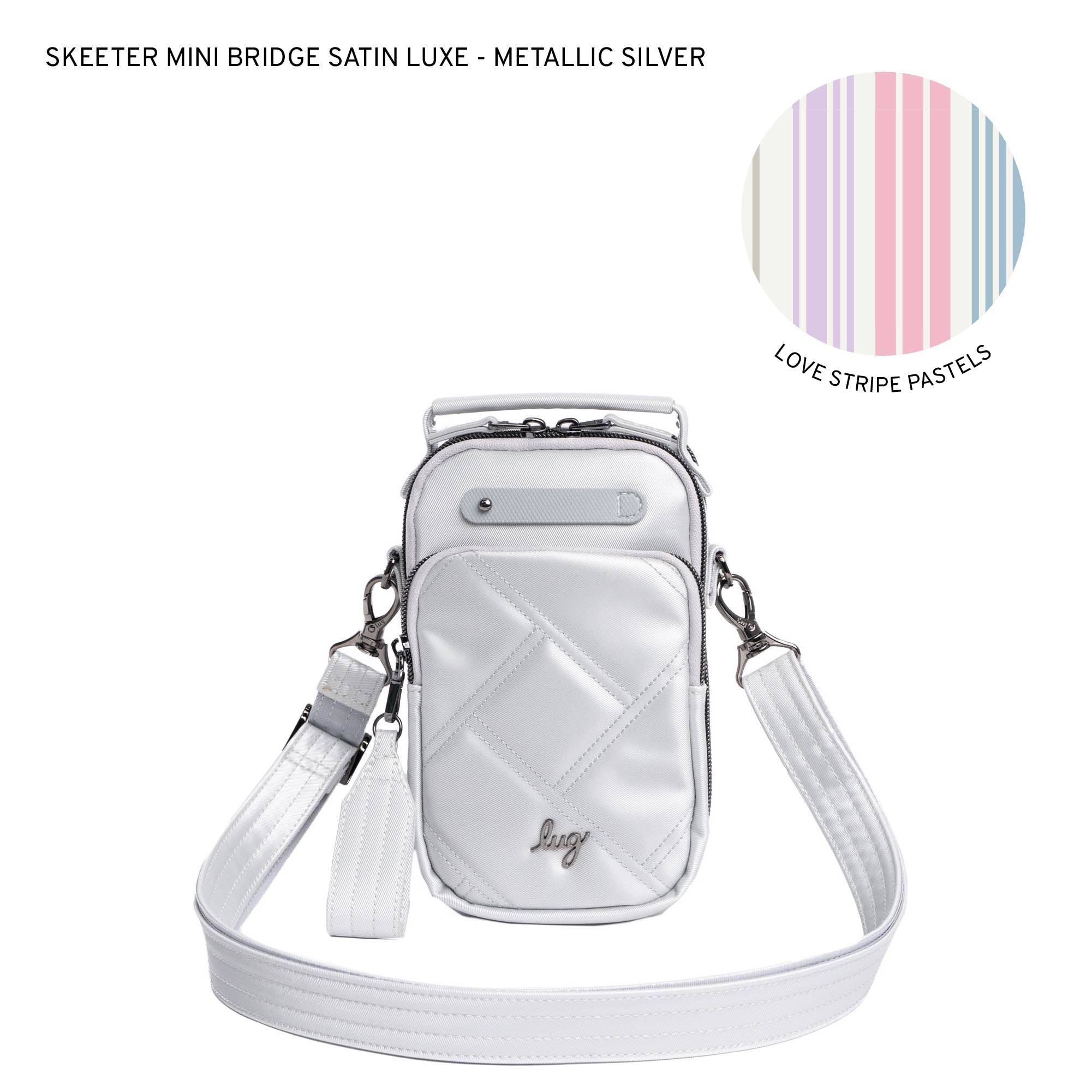 Skeeter Mini Bridge Satin Luxe VL Convertible Crossbody Bag - METALLIC SILVER - SkeeterMiniBridgeSL_MetallicSilver