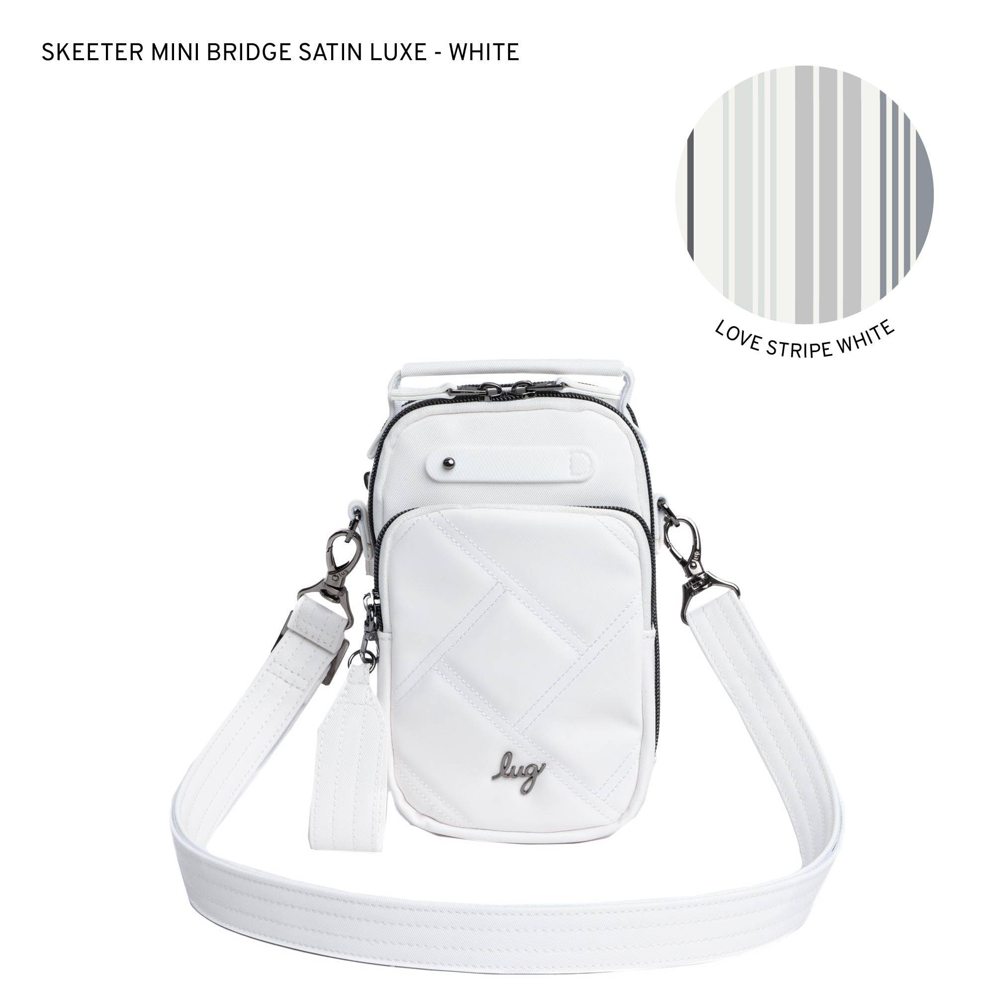 Skeeter Mini Bridge Satin Luxe VL Convertible Crossbody Bag - WHITE - SkeeterMiniBridgeSL_White