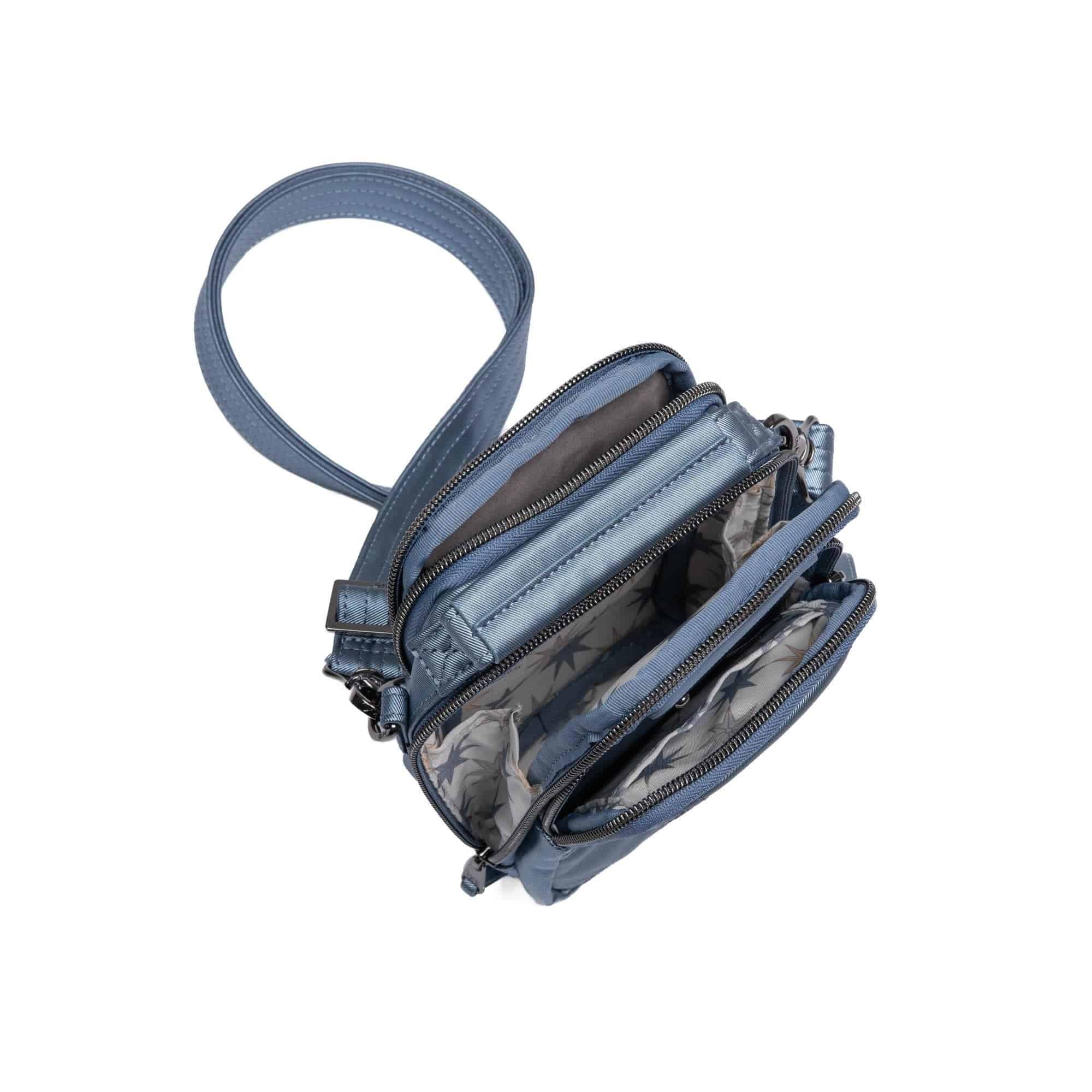 Skeeter Mini Bridge Satin Luxe VL Convertible Crossbody Bag - METALLIC BLUE MOON - SkeeterMiniBridge_SatinLuxe_MetallicBlueMoon_06