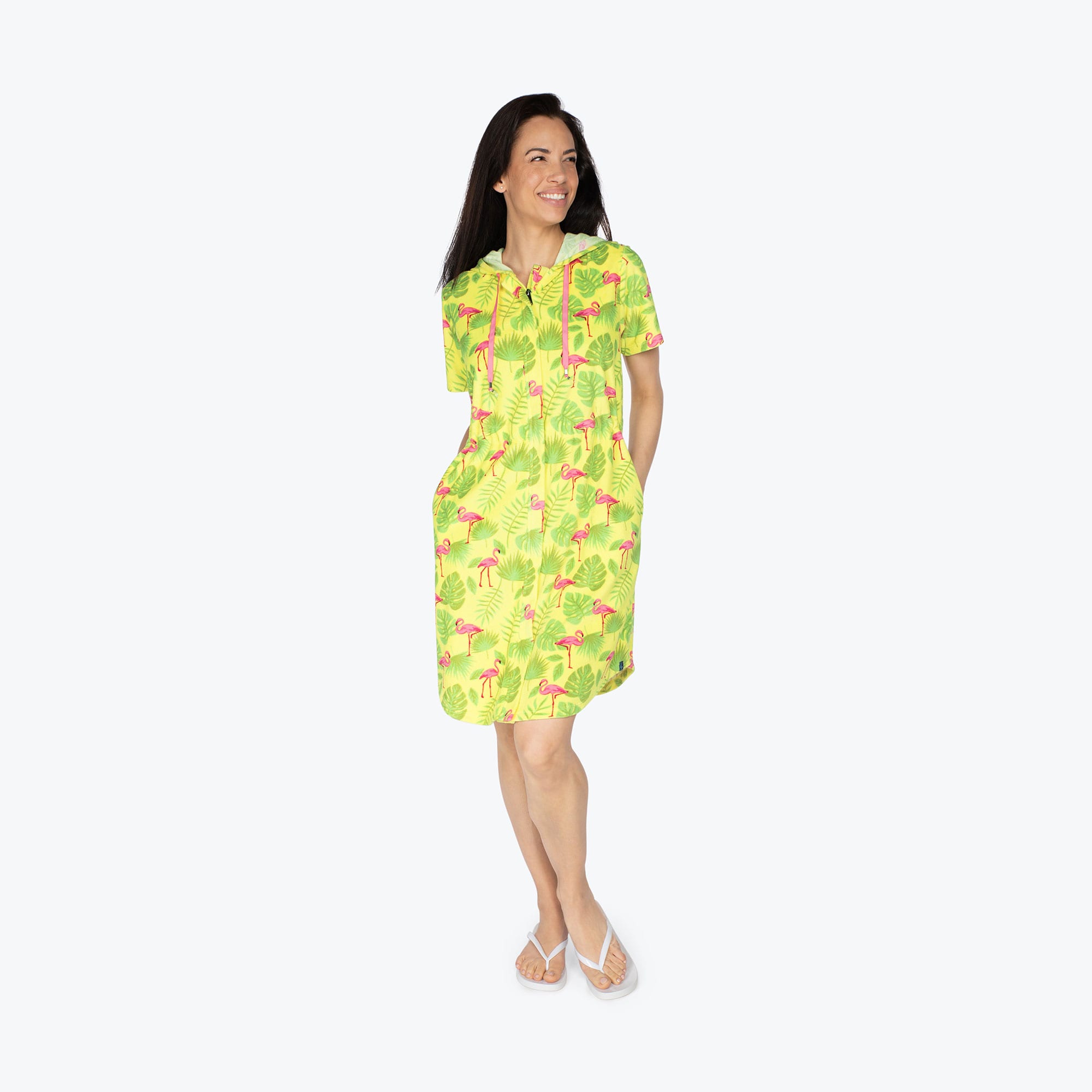 Skipper Coverup Hooded Dress - FLAMINGO LIME - Skipper_Apparel_-Flamingo_Lime_S_01a