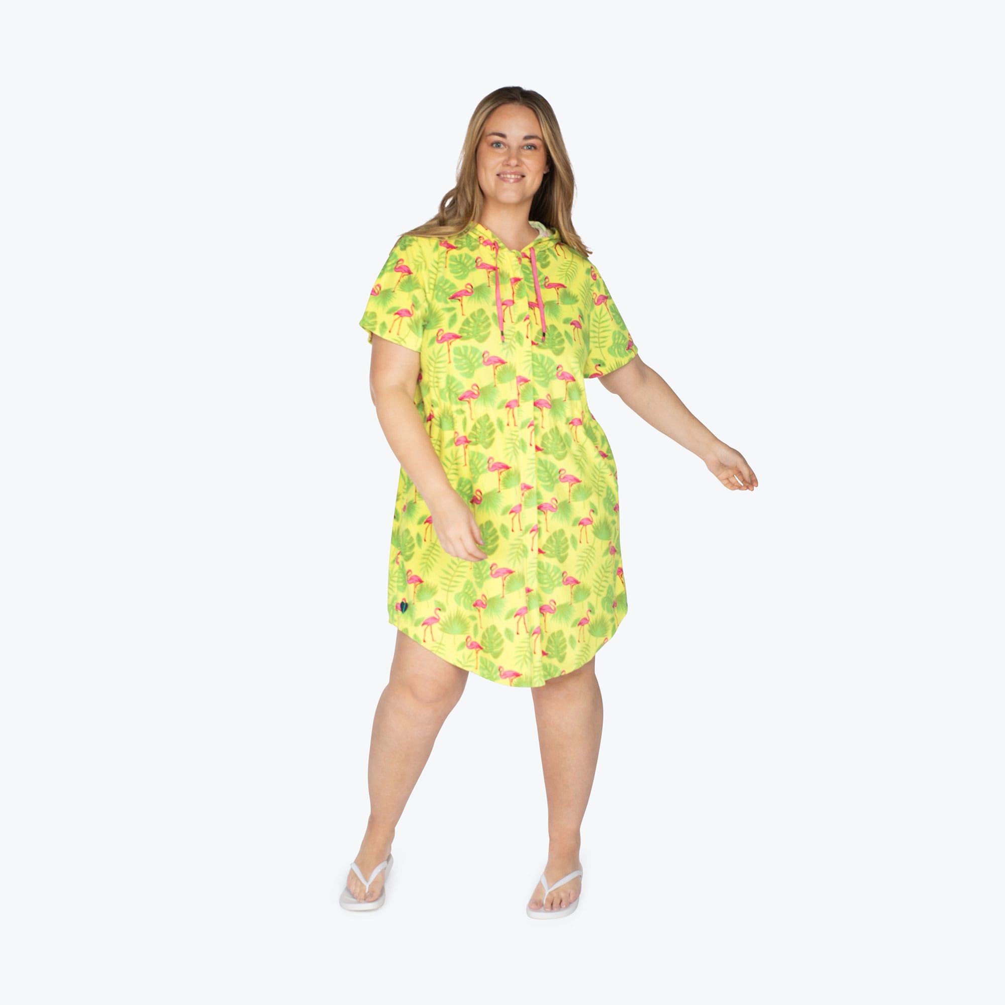 Skipper Coverup Hooded Dress - FLAMINGO LIME - Skipper_Apparel_-Flamingo_Lime_XL_01a