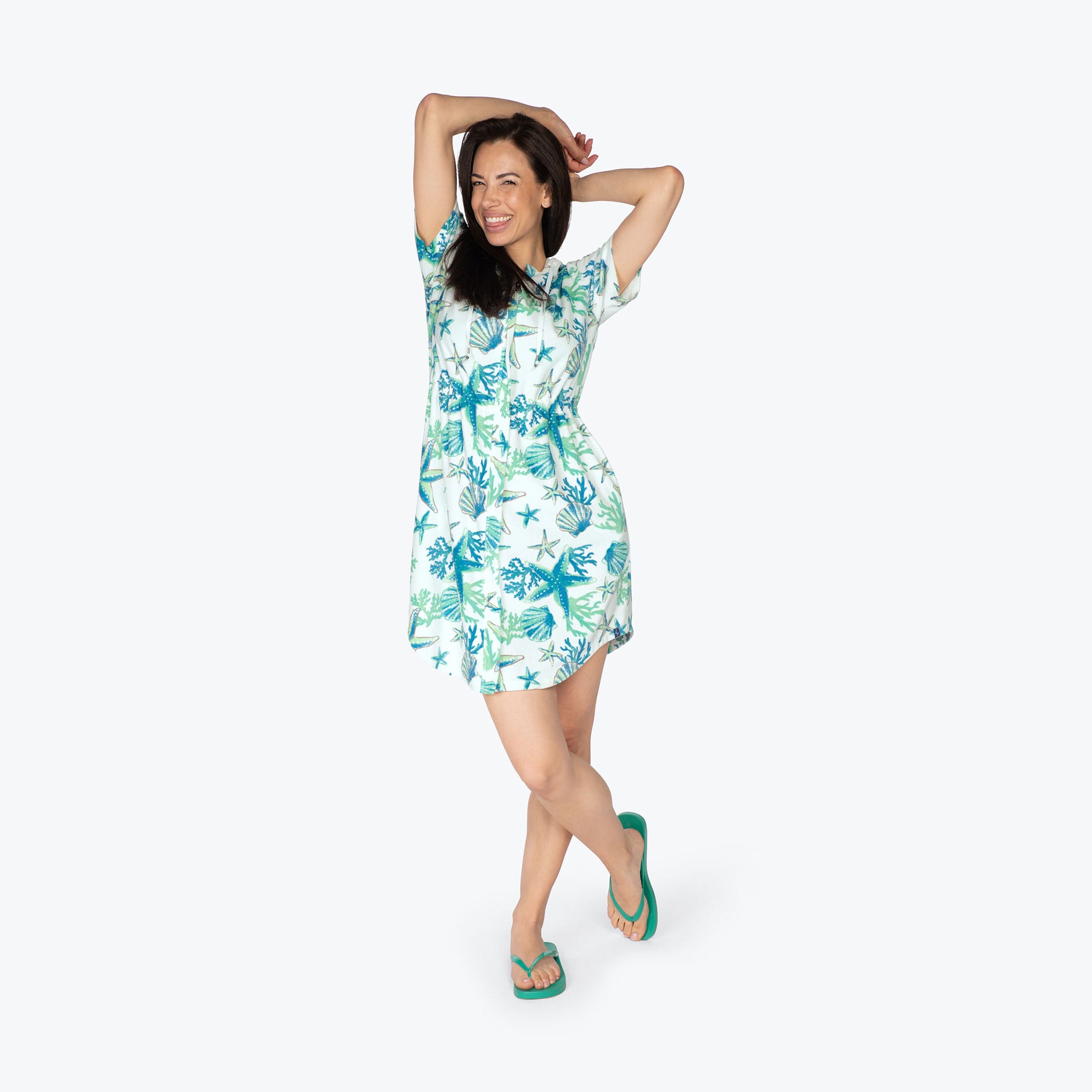 Skipper Coverup Hooded Dress - STARS AND SHELLS - Skipper_Apparel_Stars_Shells_S_01a
