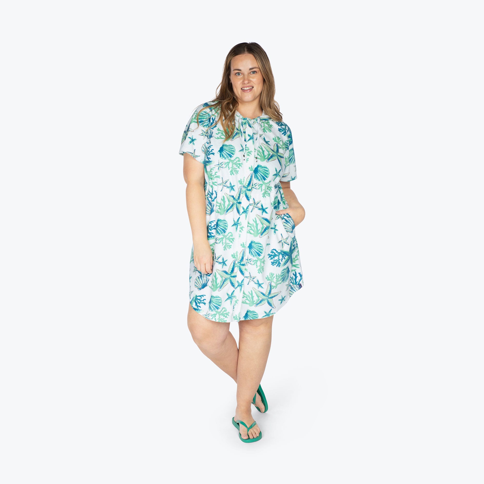 Skipper Coverup Hooded Dress - STARS AND SHELLS - Skipper_Apparel_Stars_Shells_XL_01a