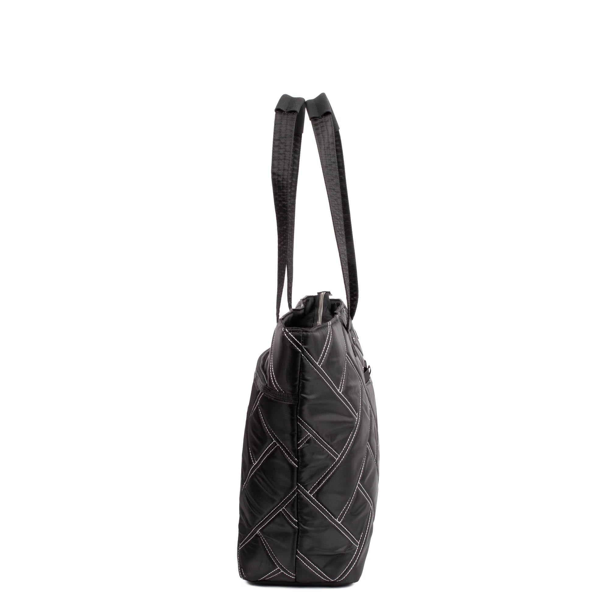 Skyliner Tote Bag - BLACK WITH SILVER STITCH 2 - Skyliner2_BlackwithSilver_03_e82202c5-5bc0-4304-b616-9be1292029fb