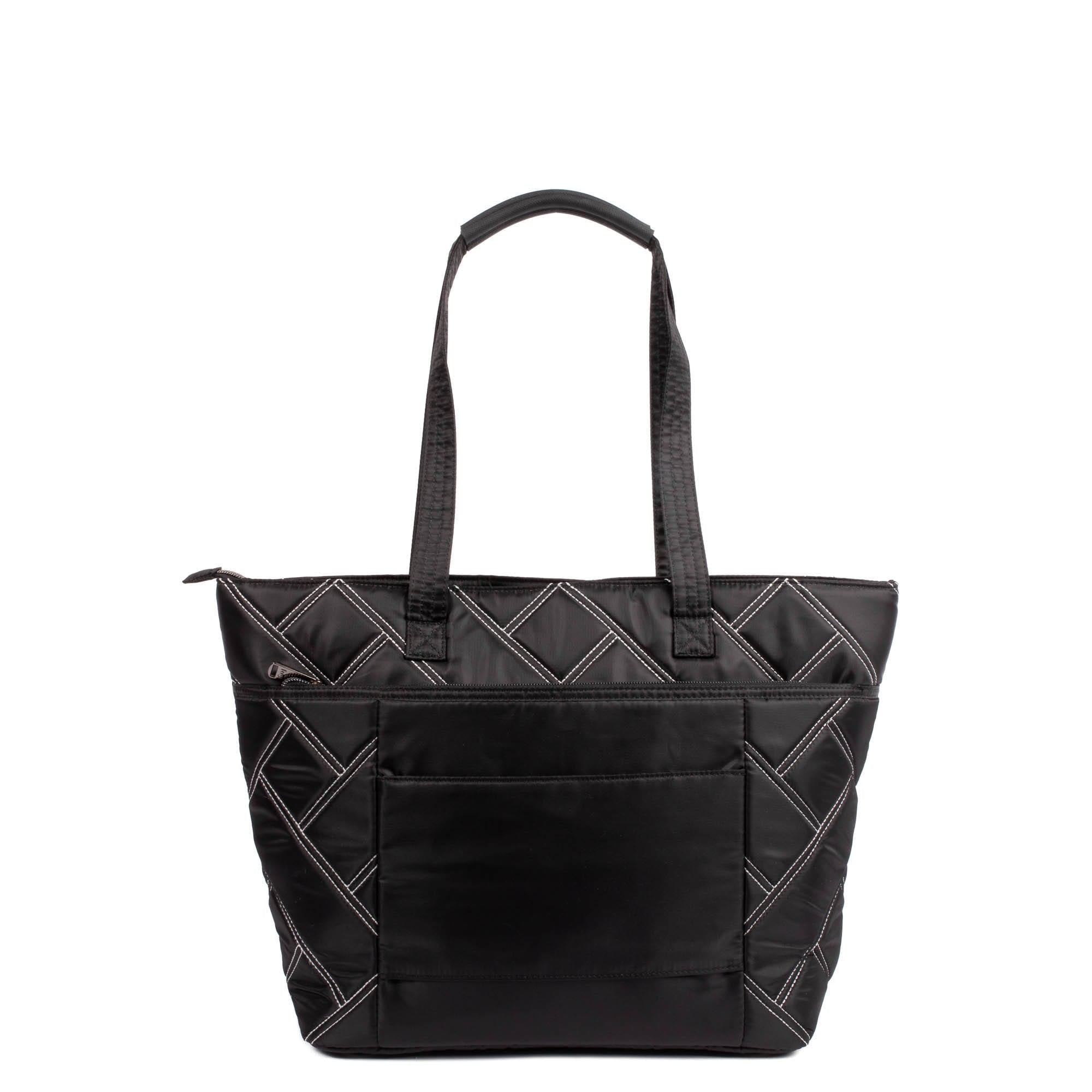 Skyliner Tote Bag - BLACK WITH SILVER STITCH 2 - Skyliner2_BlackwithSilver_04_5b55ca10-93ce-4a22-b147-dbbce853d142