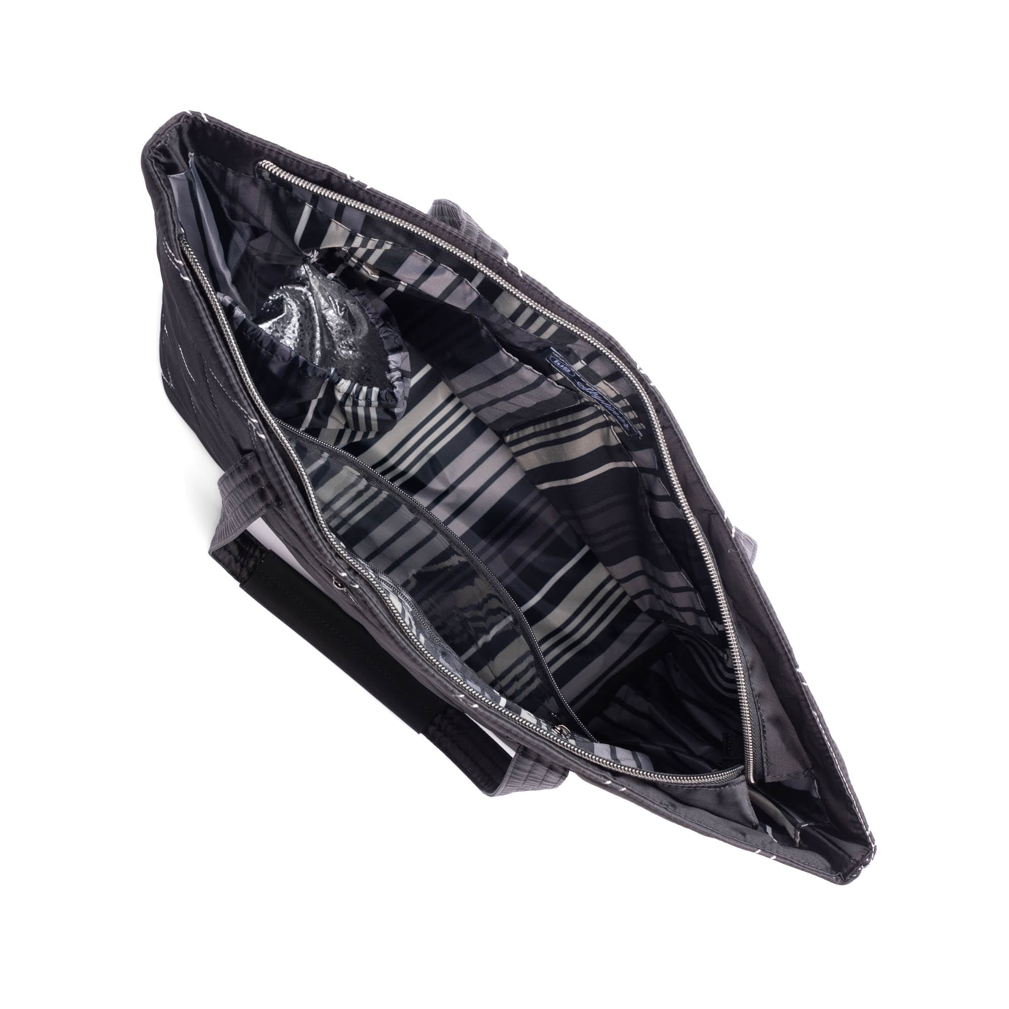 Skyliner Tote Bag - BLACK WITH SILVER STITCH 2 - Skyliner2_BlackwithSilver_05_39c04881-e78b-40f4-9bb8-84f1cf62cfd7