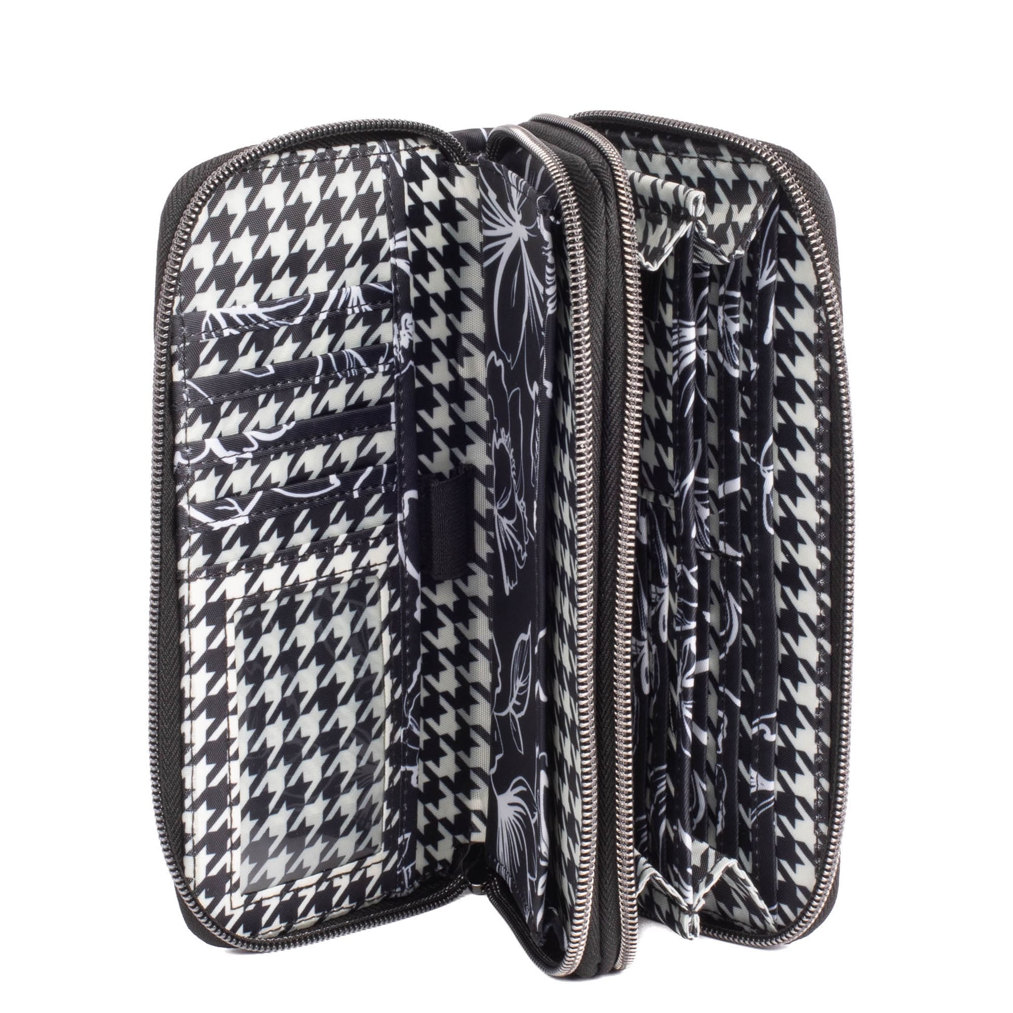 Splits XL Wristlet RFID Wallet - OUTLINE FLORAL BLACK - SplitsXL_OutlineFloralBlack_04