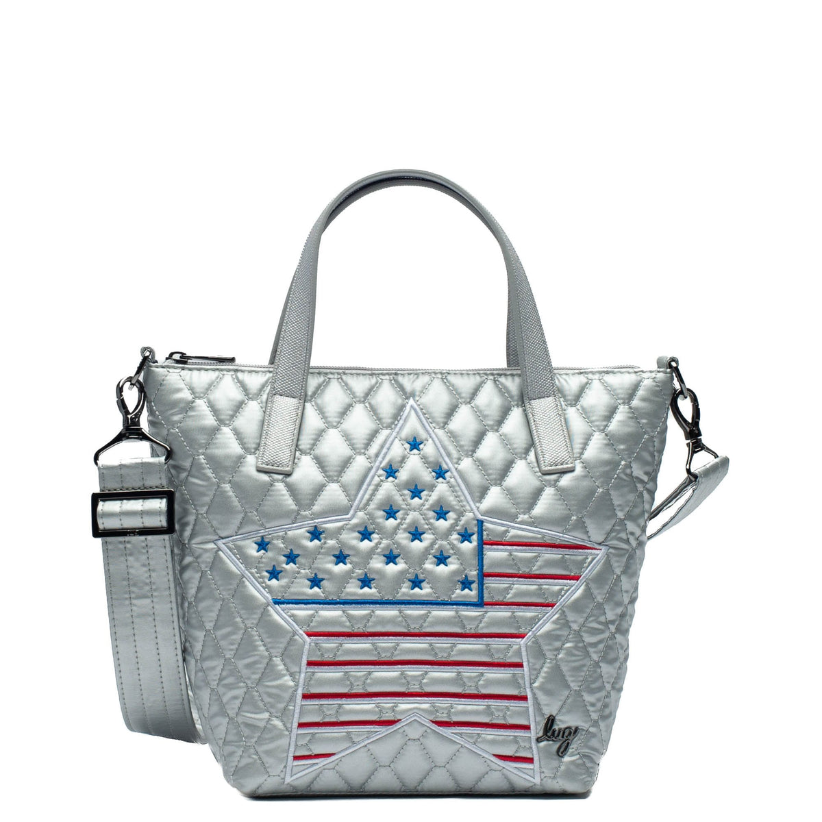 Sprinkler Crossbody Bag - METALLIC SILVER PATRIOTIC EMBROIDERY - Sprinkler_MetallicSilverPatriotic_01