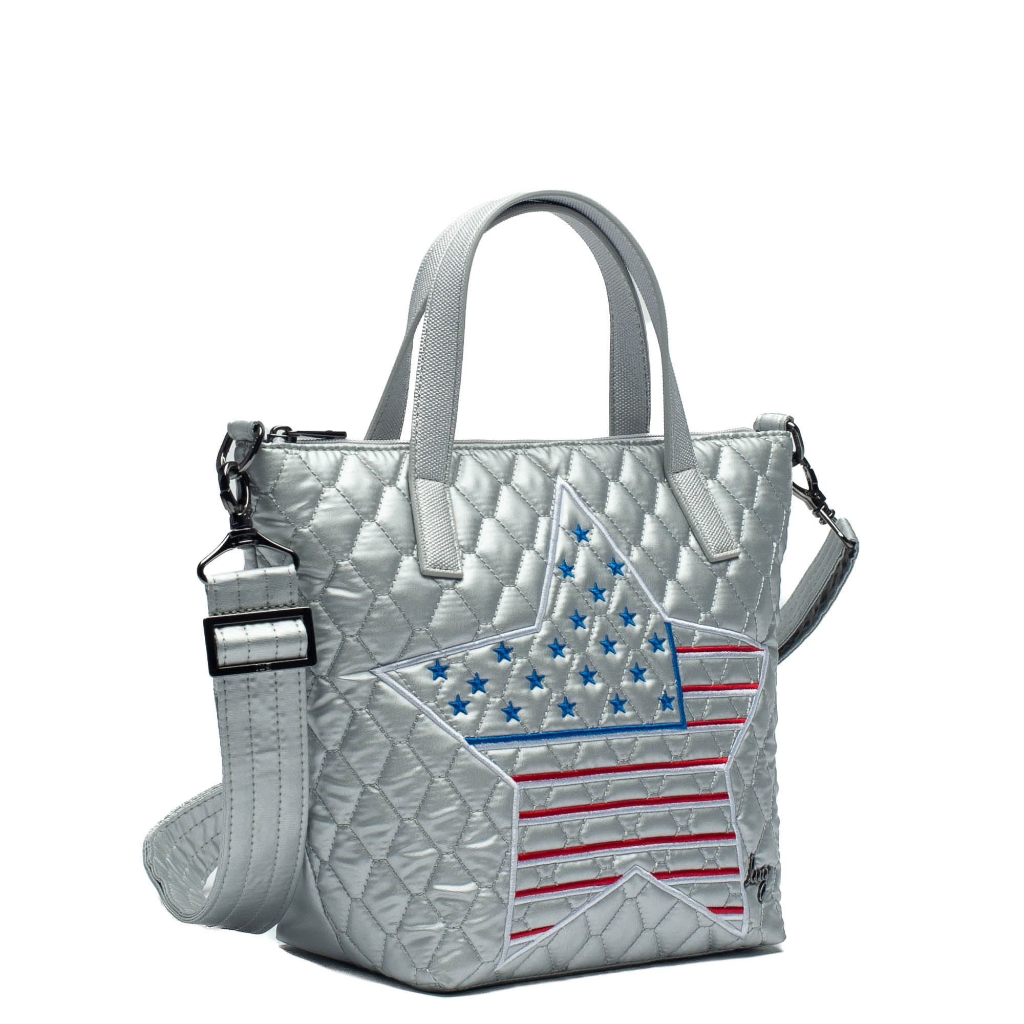 Sprinkler Crossbody Bag - METALLIC SILVER PATRIOTIC EMBROIDERY - Sprinkler_MetallicSilverPatriotic_02