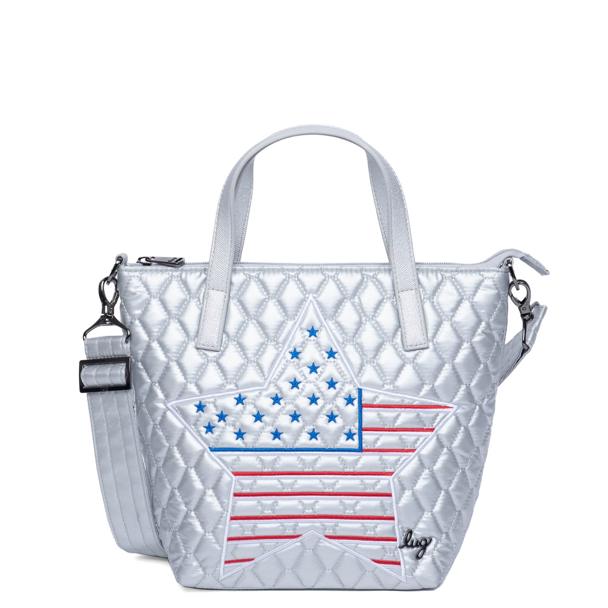 Sprinkler Crossbody Bag - PATRIOTIC METALLIC SILVER EMBROIDERY - Sprinkler_PatrioticMetSilver_01