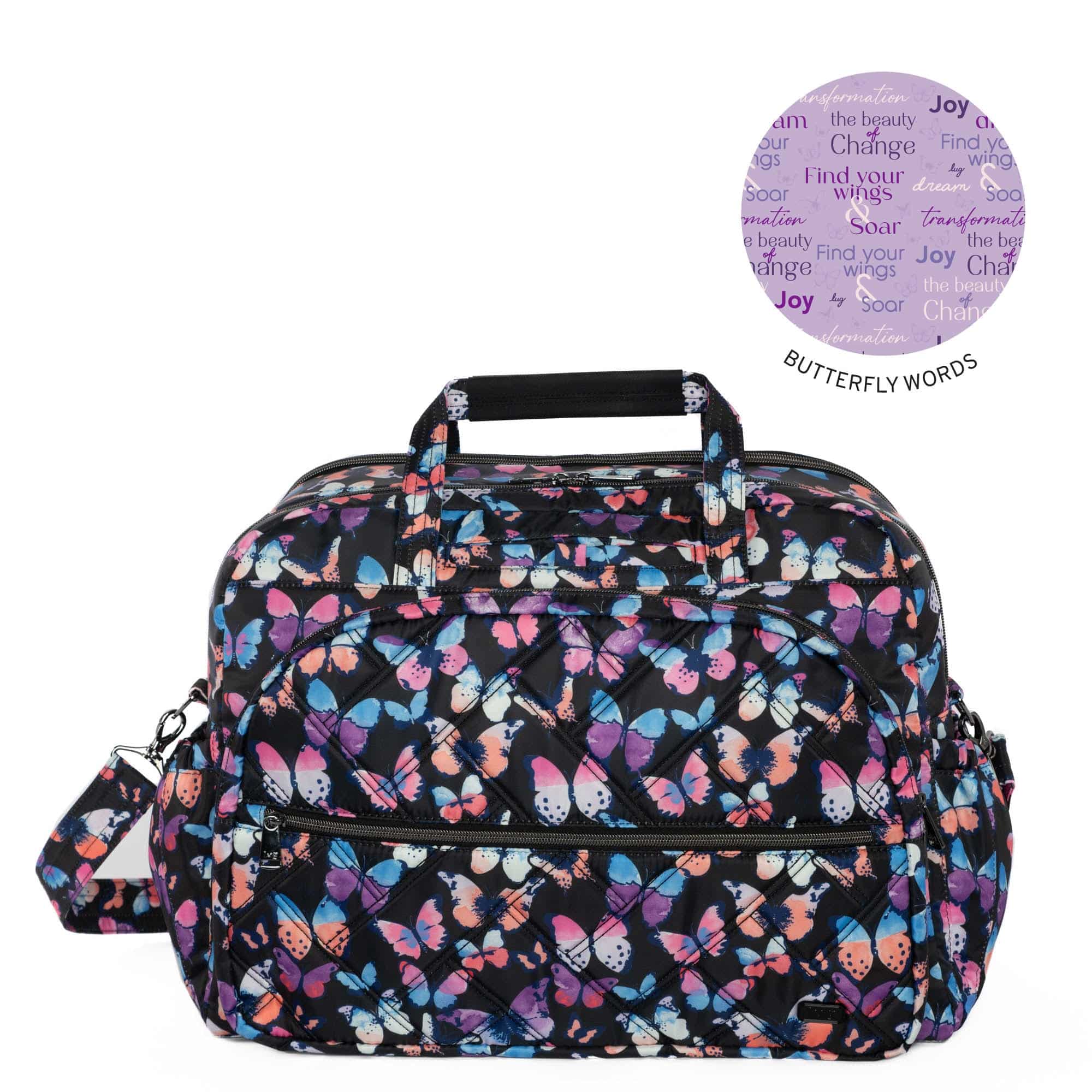 Steamboat SE Duffel Bag - WATERCOLOR BUTTERFLIES - SteamboatSE_WatercolorButterfliesBlack