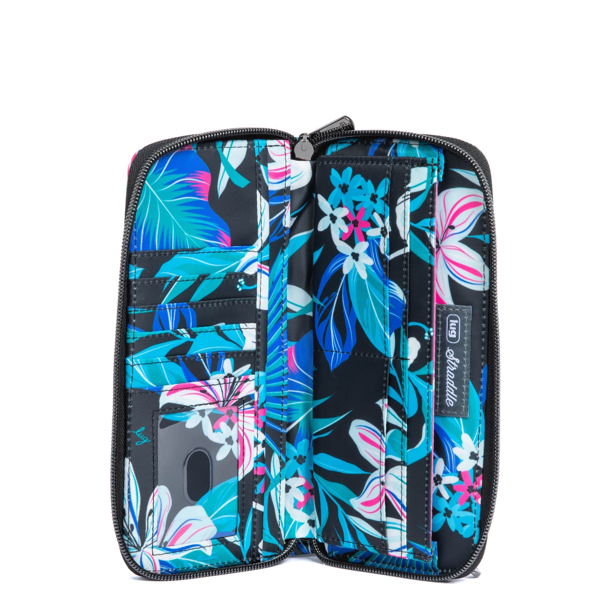 Straddle Wristlet RFID Wallet - HIBISCUS MULTI - Straddle_HibiscusMulti_05