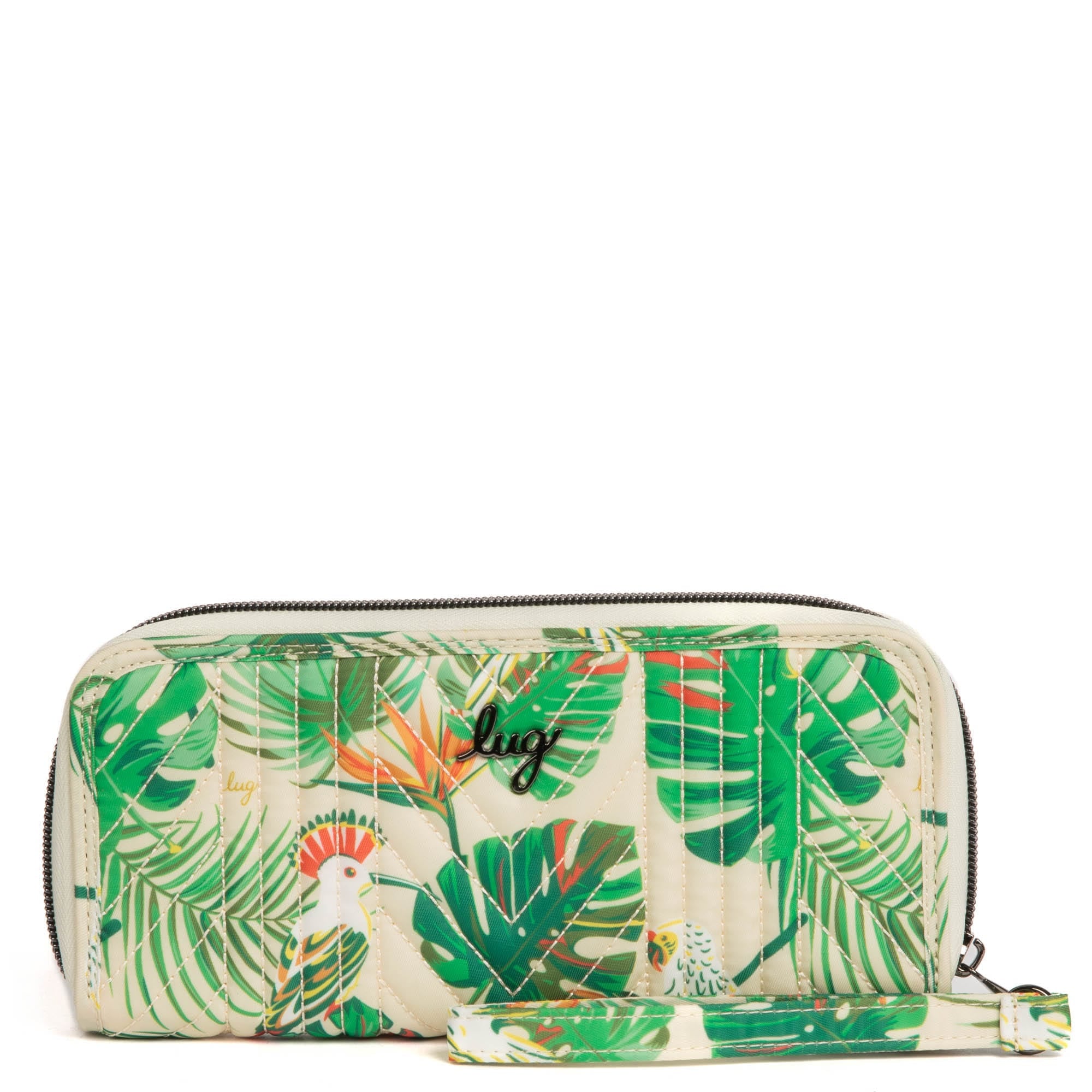 Straddle Wristlet RFID Wallet - TROPICAL BIRDS CREAM - Straddle_TropicalBirdsCream_01