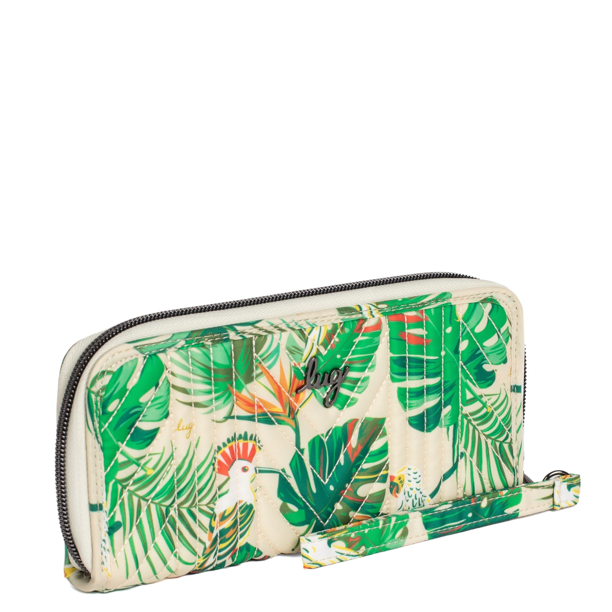 Straddle Wristlet RFID Wallet - TROPICAL BIRDS CREAM - Straddle_TropicalBirdsCream_02