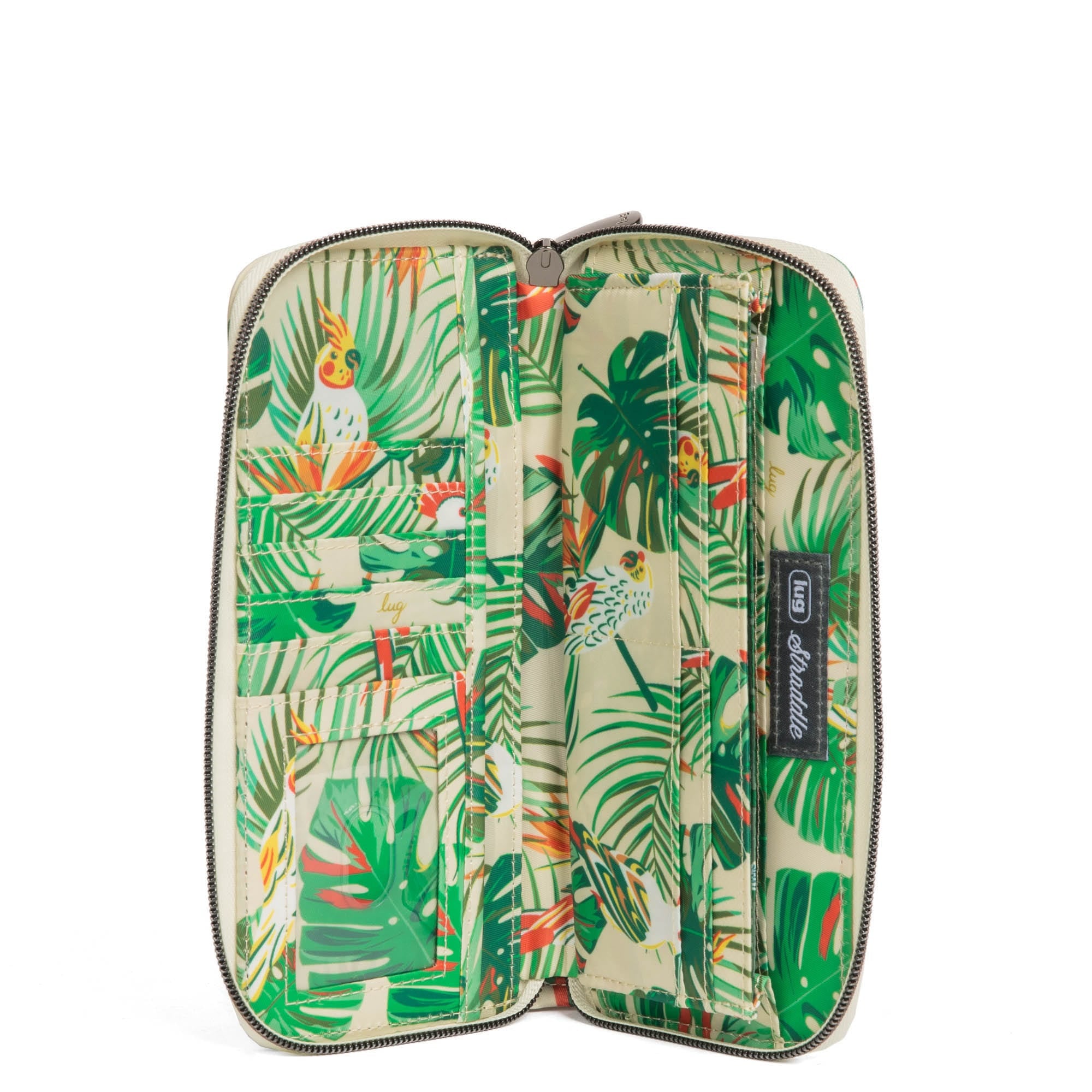 Straddle Wristlet RFID Wallet - TROPICAL BIRDS CREAM - Straddle_TropicalBirdsCream_05