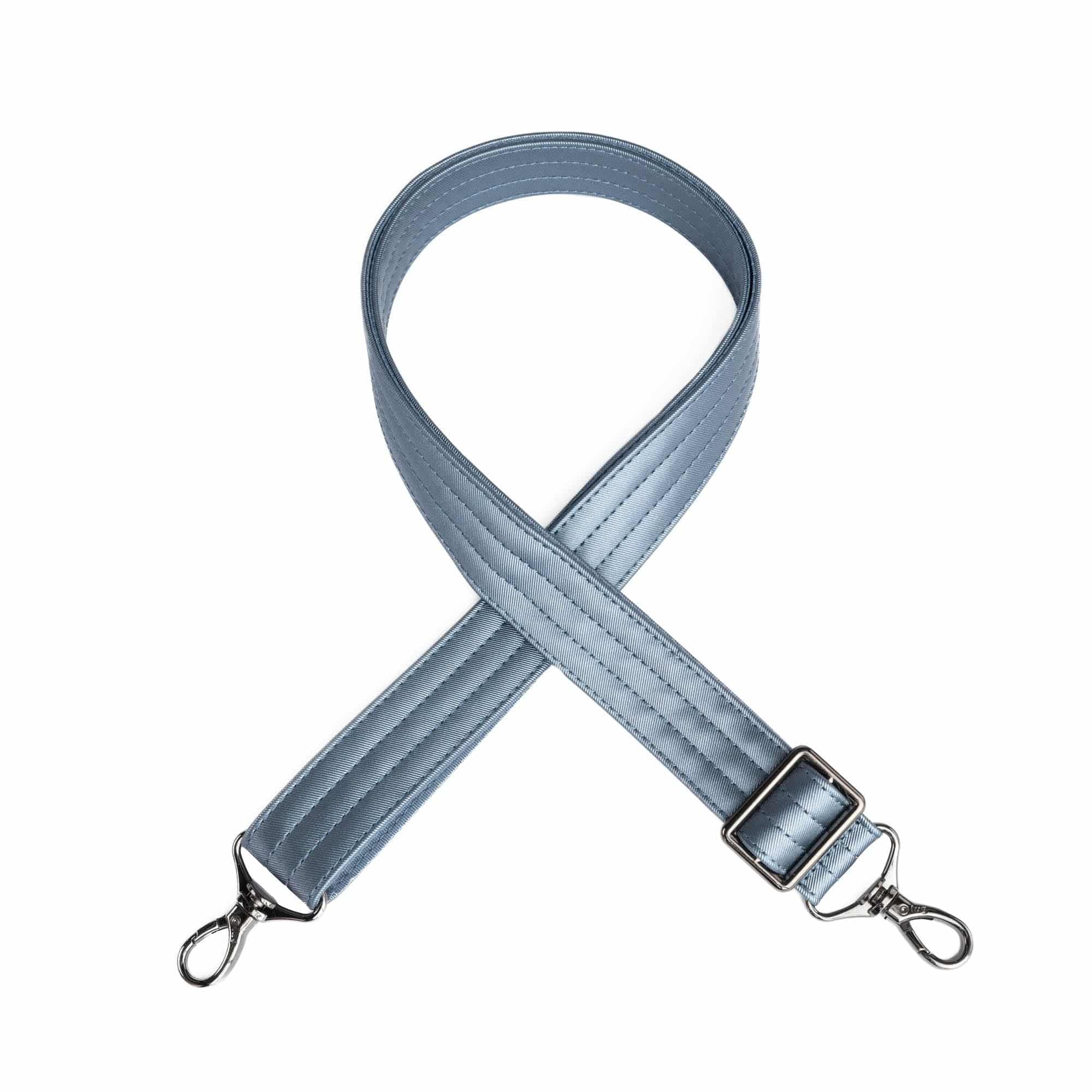 Adjustable Webbed Satin Luxe VL Bag Strap - 1.25" - METALLIC BLUE MOON - Strap_1.25_SatinLuxe_MetallicBlueMoon_01_webbed