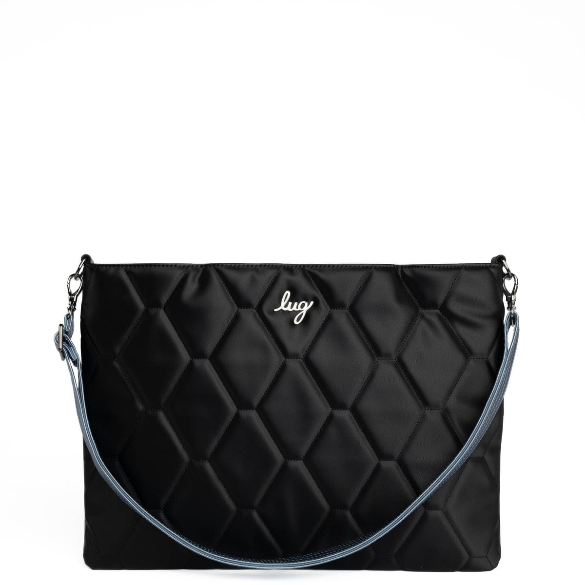 Adjustable Webbed Satin Luxe VL Bag Strap - 1.25&quot; - METALLIC BLUE MOON - Strap_1.25_SatinLuxe_MetallicBlueMoon_03_webbed
