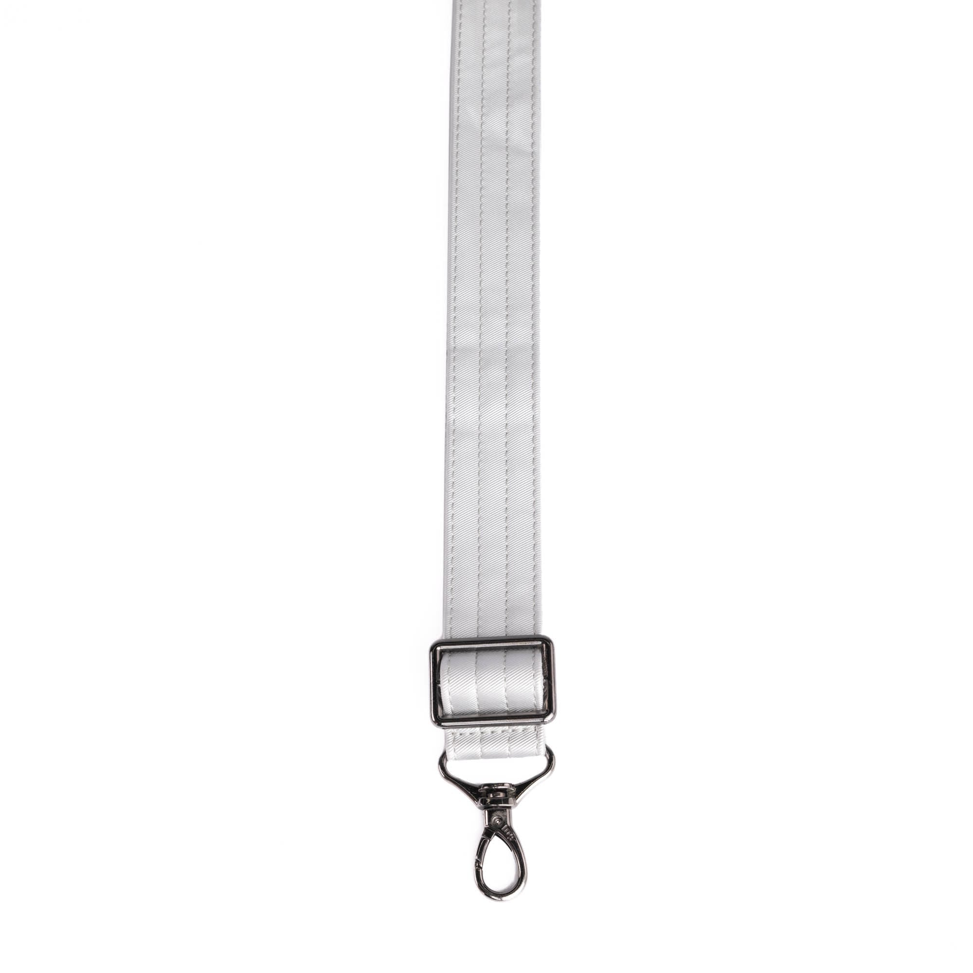 Adjustable Webbed Satin Luxe VL Bag Strap - 1.25" - METALLIC SILVER - Strap_1.25_SatinLuxe_MetallicSilver_02_webbed