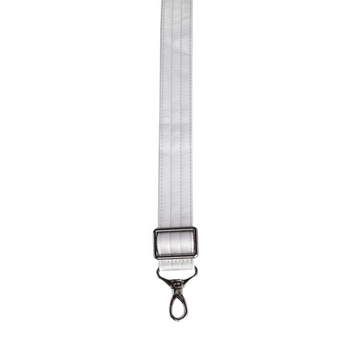 Adjustable Webbed Satin Luxe VL Bag Strap - 1.25&quot; - METALLIC SILVER - Strap_1.25_SatinLuxe_MetallicSilver_02_webbed
