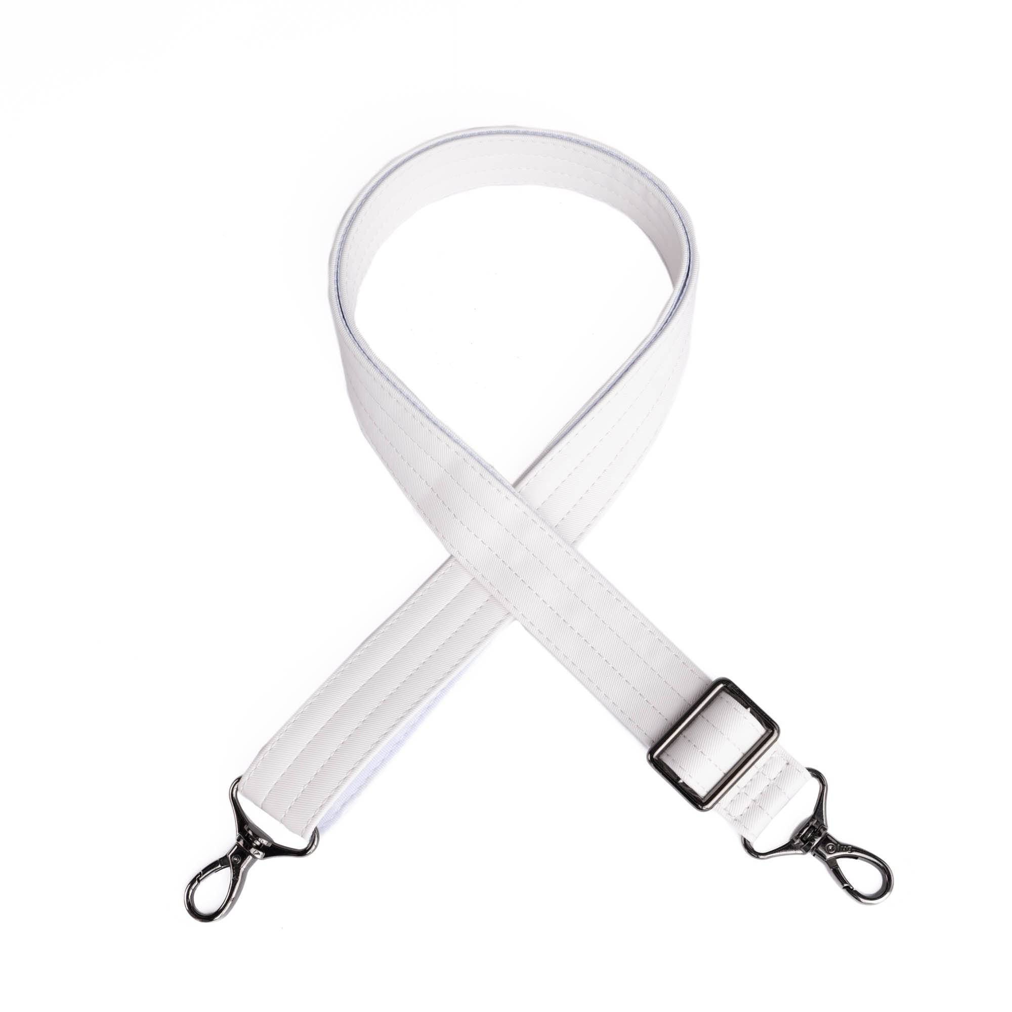 Adjustable Webbed Satin Luxe VL Bag Strap - 1.25" - WHITE - Strap_1.25_SatinLuxe_White_01_webbed