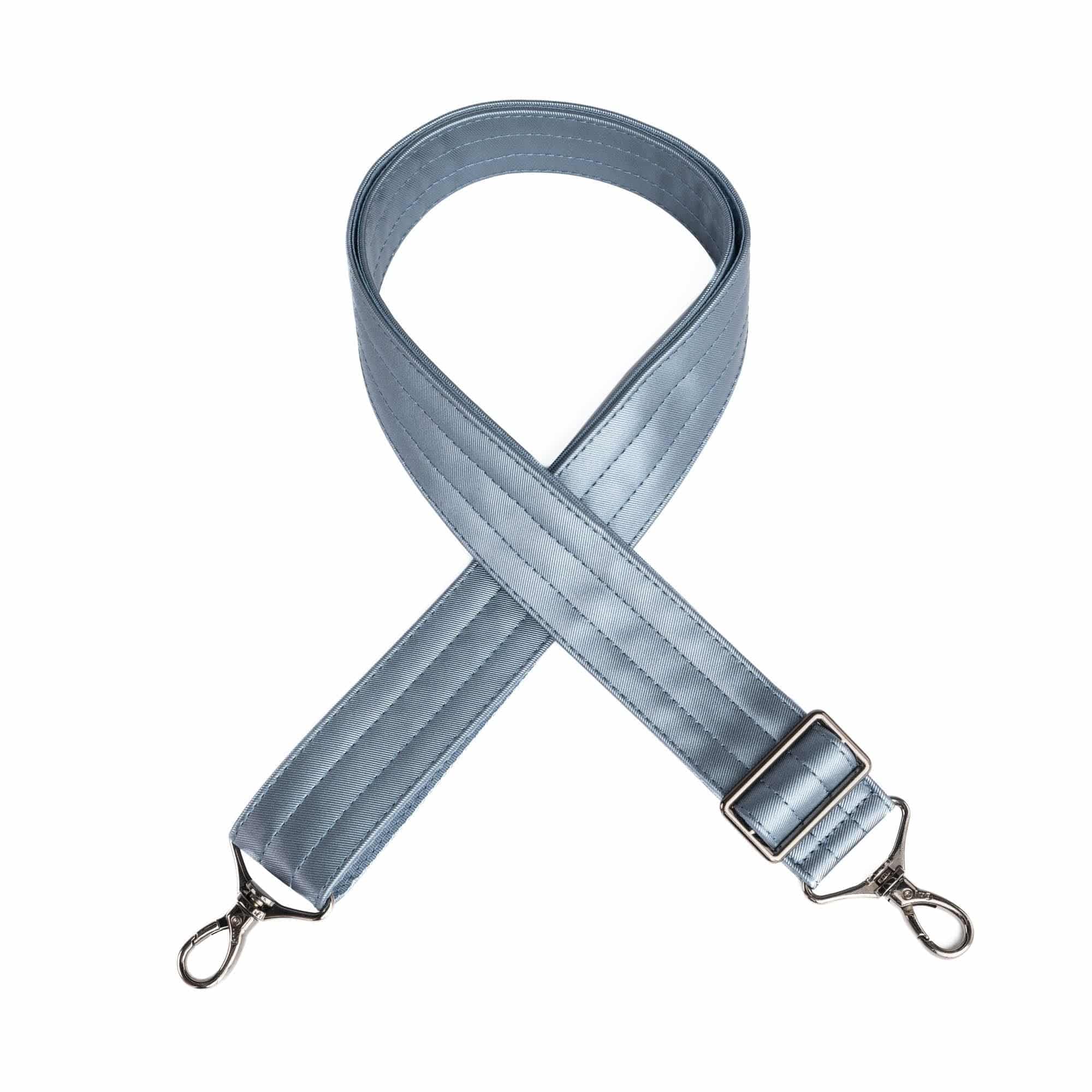 Adjustable Webbed Satin Luxe VL Bag Strap - 1.5" - METALLIC BLUE MOON - Strap_1.5_SatinLuxe_MetallicBlueMoon_01_webbed