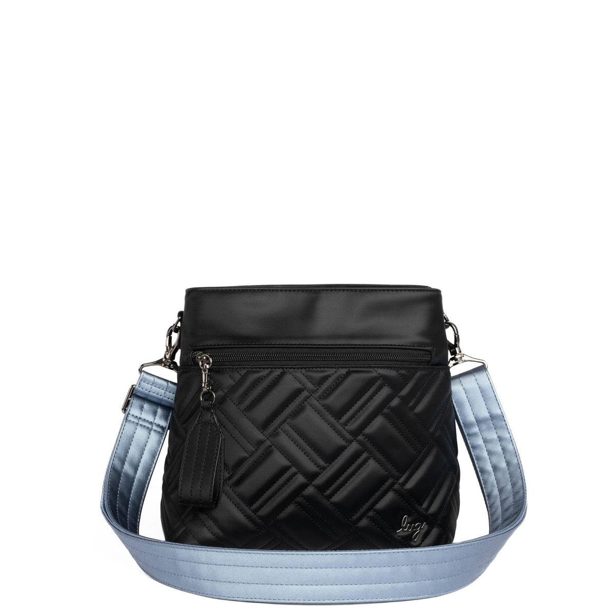 Adjustable Webbed Satin Luxe VL Bag Strap - 1.5&quot; - METALLIC BLUE MOON - Strap_1.5_SatinLuxe_MetallicBlueMoon_03_webbed