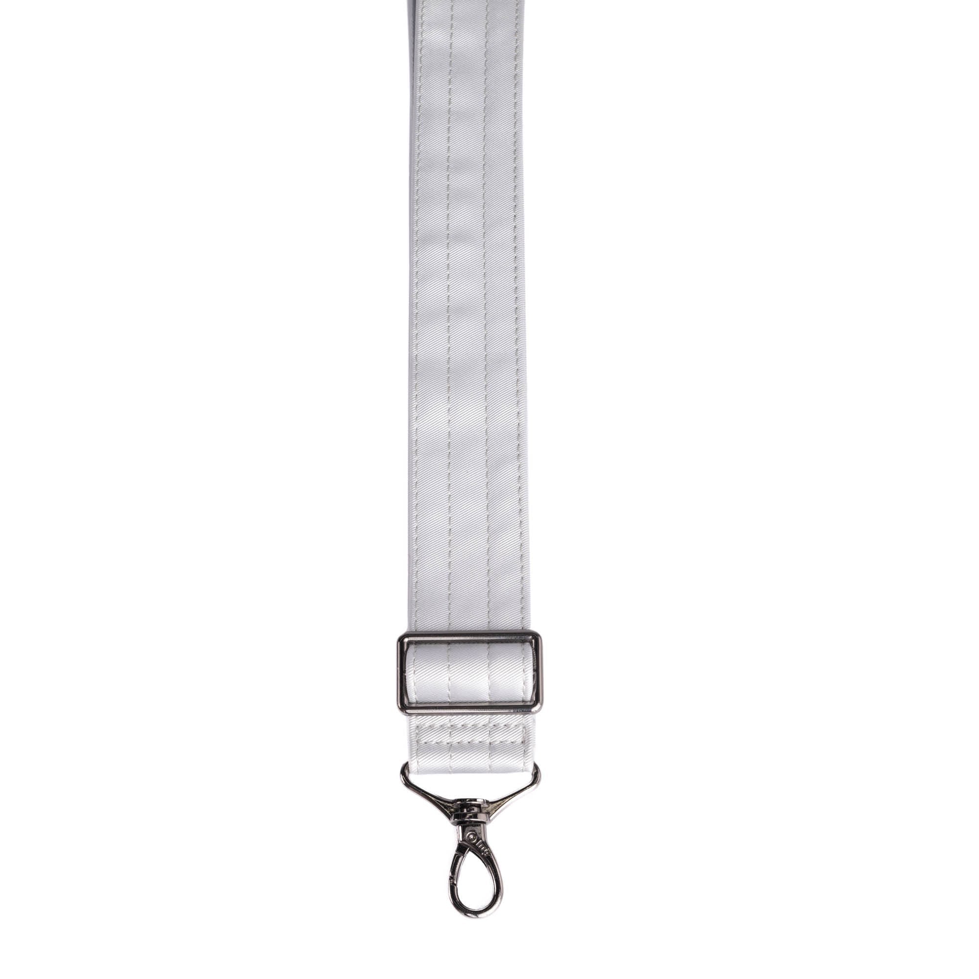 Adjustable Webbed Satin Luxe VL Bag Strap - 1.5" - METALLIC SILVER - Strap_1.5_SatinLuxe_MetallicSilver_02_webbed