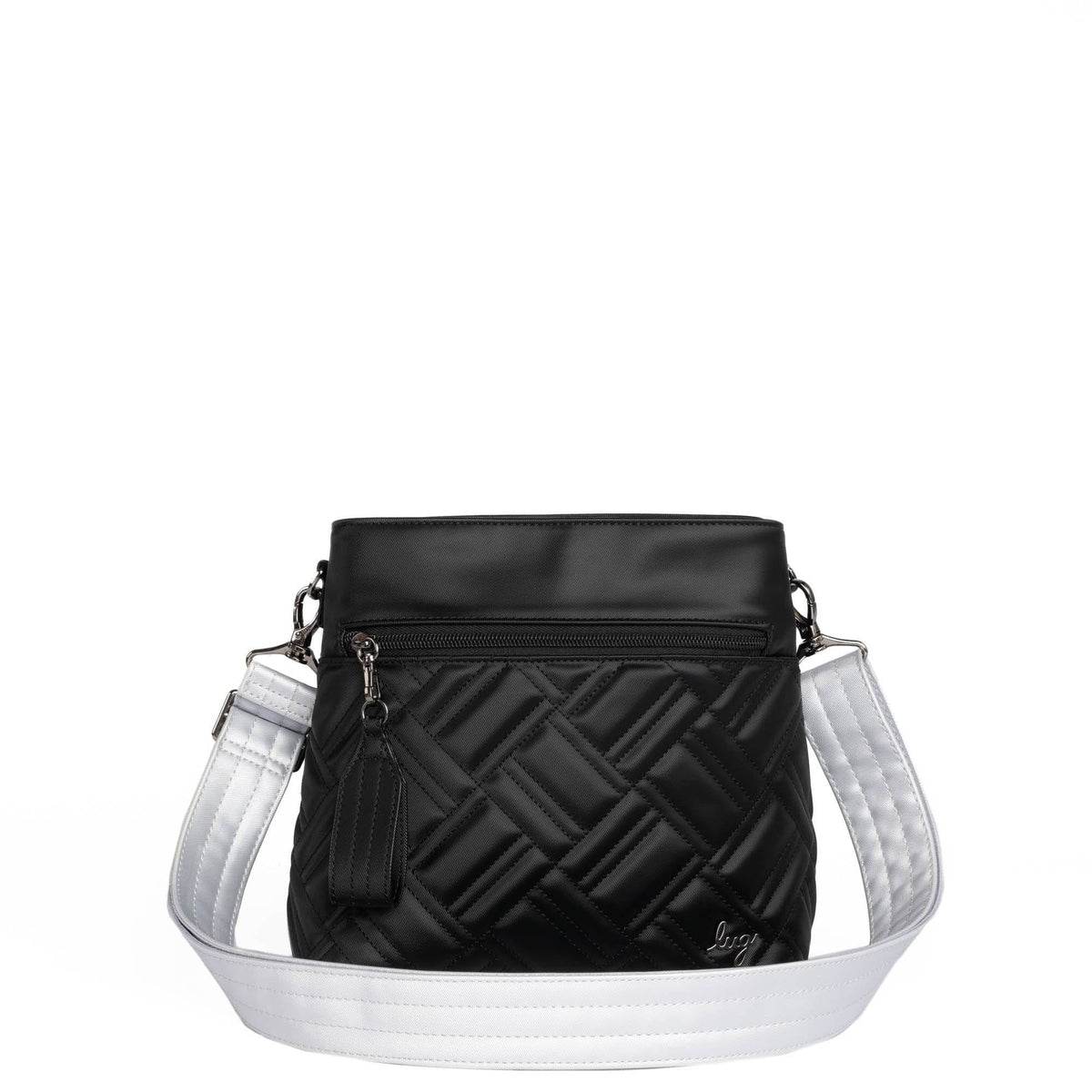 Adjustable Webbed Satin Luxe VL Bag Strap - 1.5&quot; - METALLIC SILVER - Strap_1.5_SatinLuxe_MetallicSilver_03_webbed