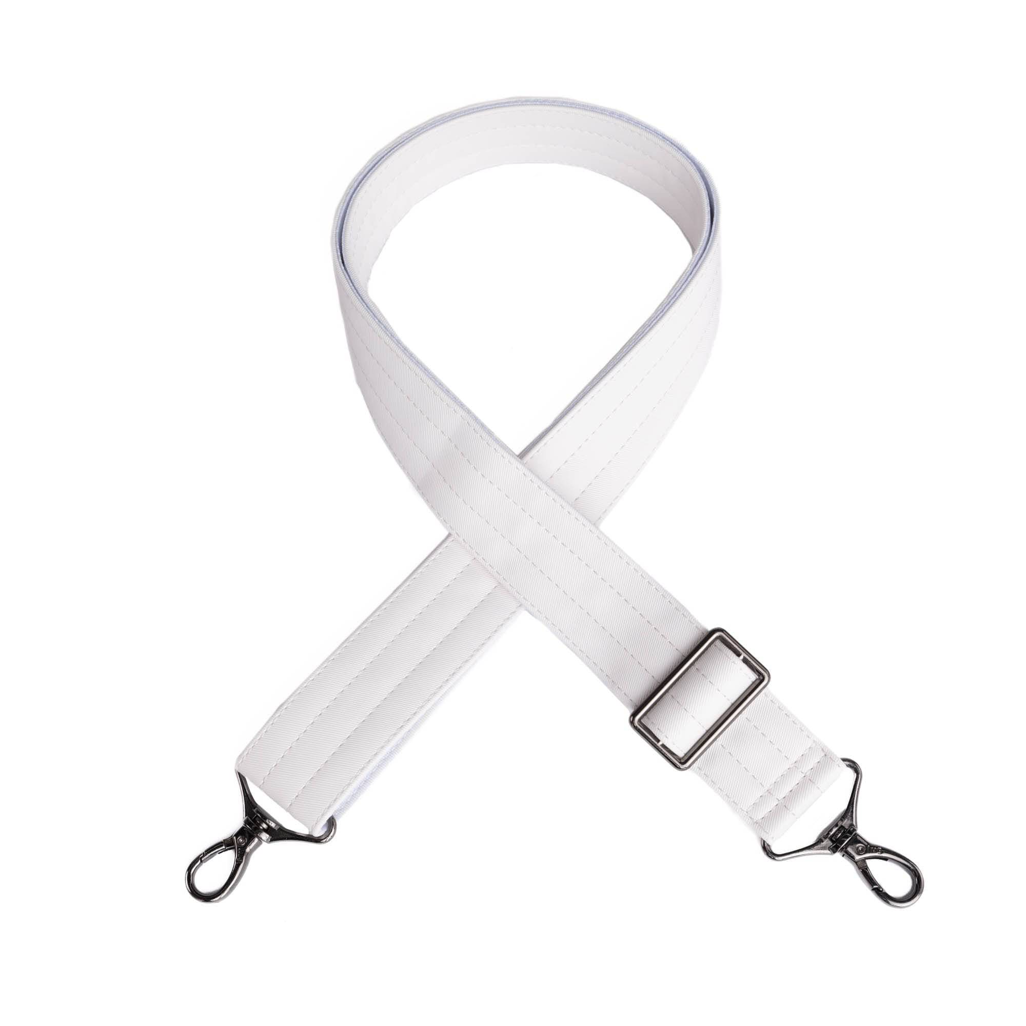Adjustable Webbed Satin Luxe VL Bag Strap - 1.5" - WHITE - Strap_1.5_SatinLuxe_White_01_webbed