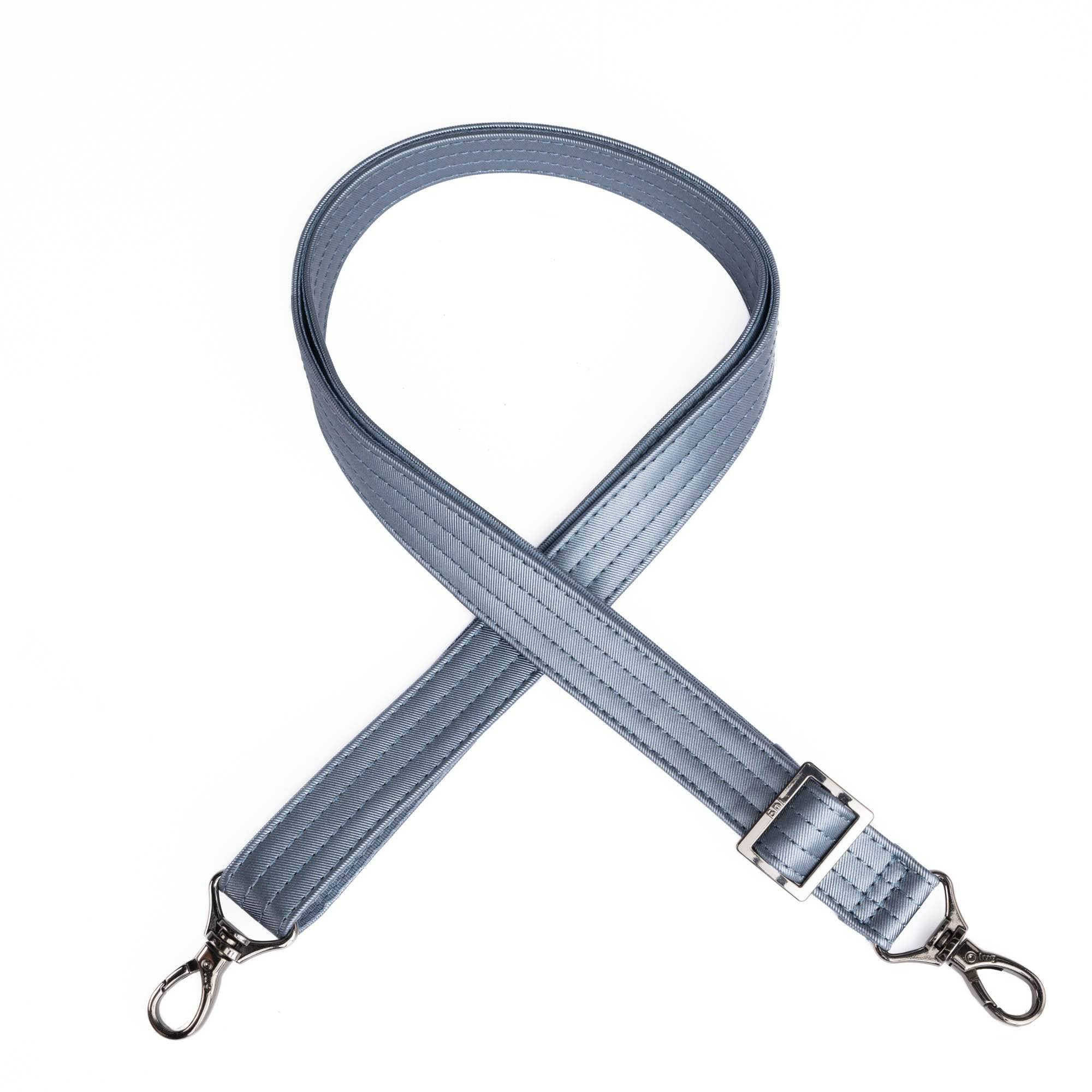 Adjustable Webbed Satin Luxe VL Bag Strap - 1" - METALLIC BLUE MOON - Strap_1_SatinLuxe_MetallicBlueMoon_01