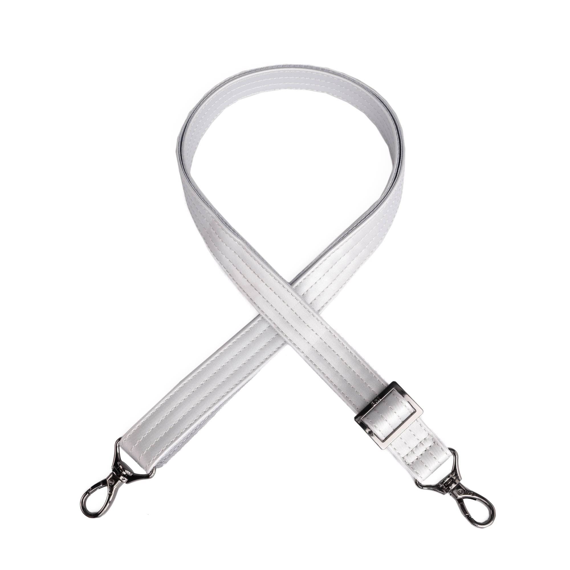 Adjustable Webbed Satin Luxe VL Bag Strap - 1" - METALLIC SILVER - Strap_1_SatinLuxe_MetallicSilver_01