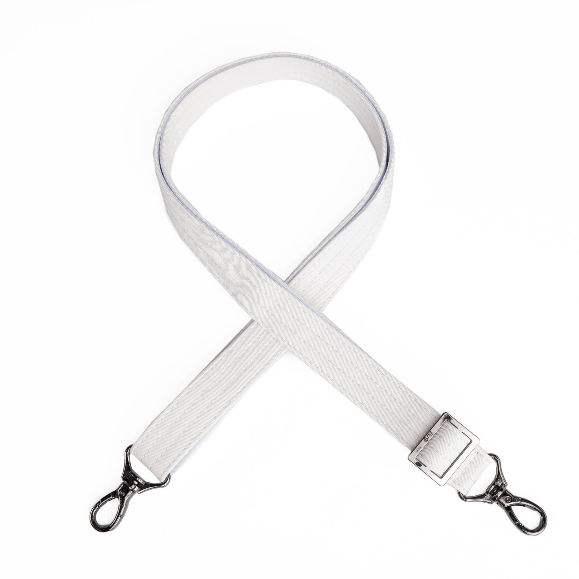 Adjustable Webbed Satin Luxe VL Bag Strap - 1" - WHITE - Strap_1_SatinLuxe_White_01