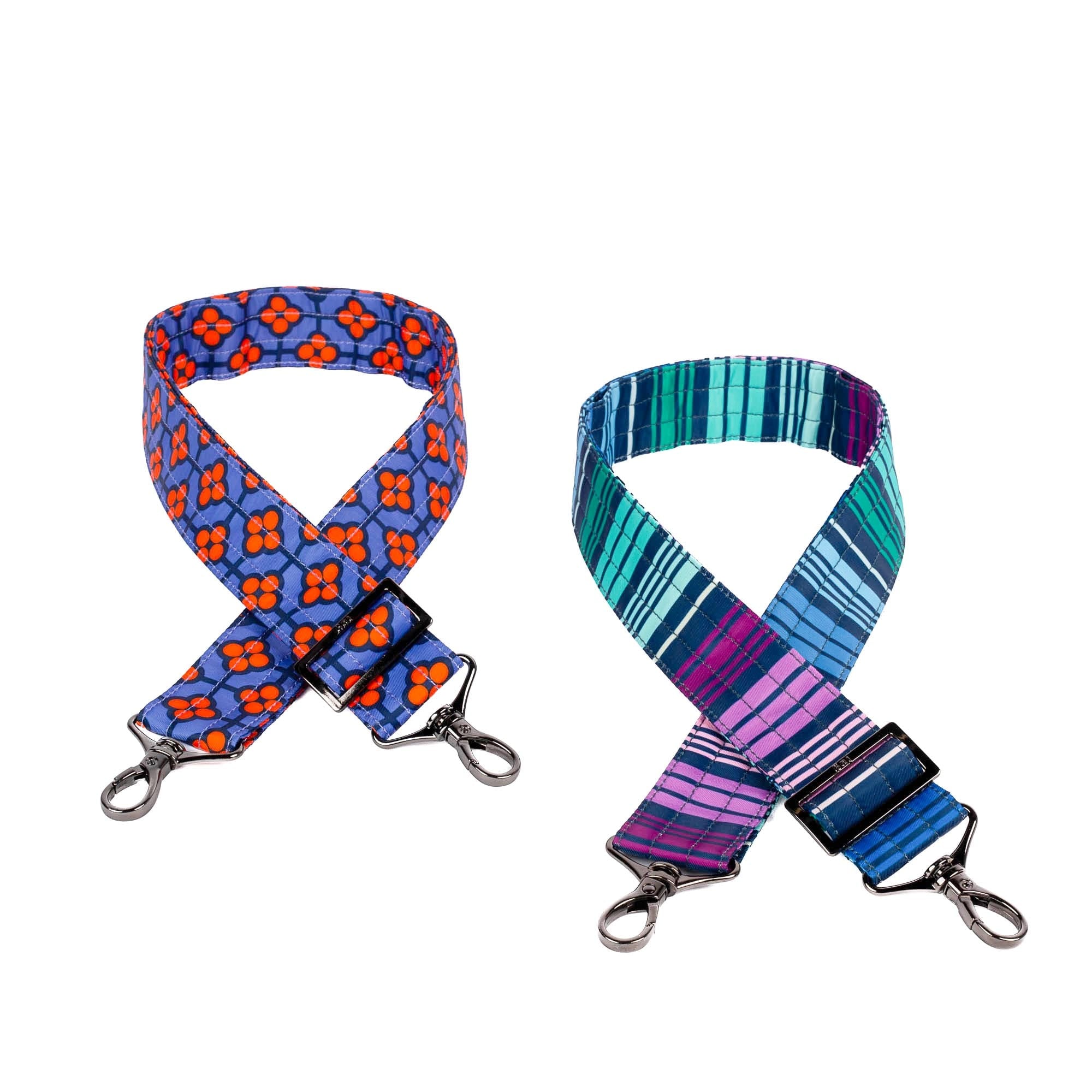 Adjustable 2pc Bag Straps - 1.5" - VERY BERRY BLUE LOVE STRIPE MULTI - Strap_VeryBerryBlue_LoveStripeMulti_01