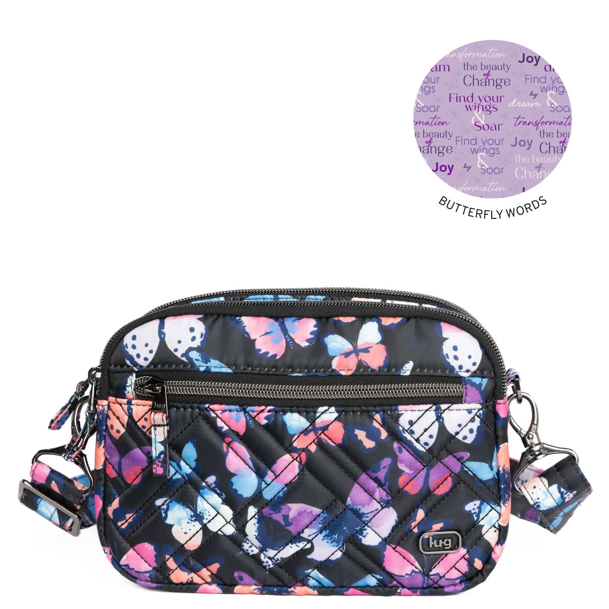Super Coupe 2 Convertible Crossbody Bag - WATERCOLOR BUTTERFLIES - SuperCoupe2_WatercolourButterfliesBlack