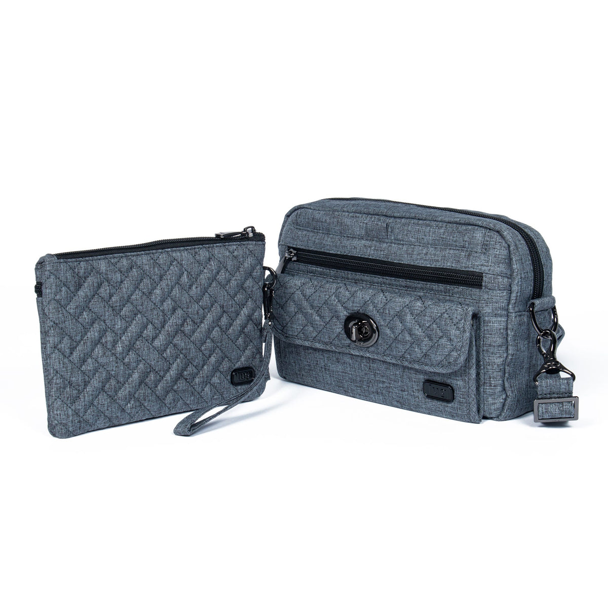 Switch Crossbody Bag &amp; Peekaboo Pouch Set - HEATHER GREY - Switch_Peekaboo_HeatherGrey